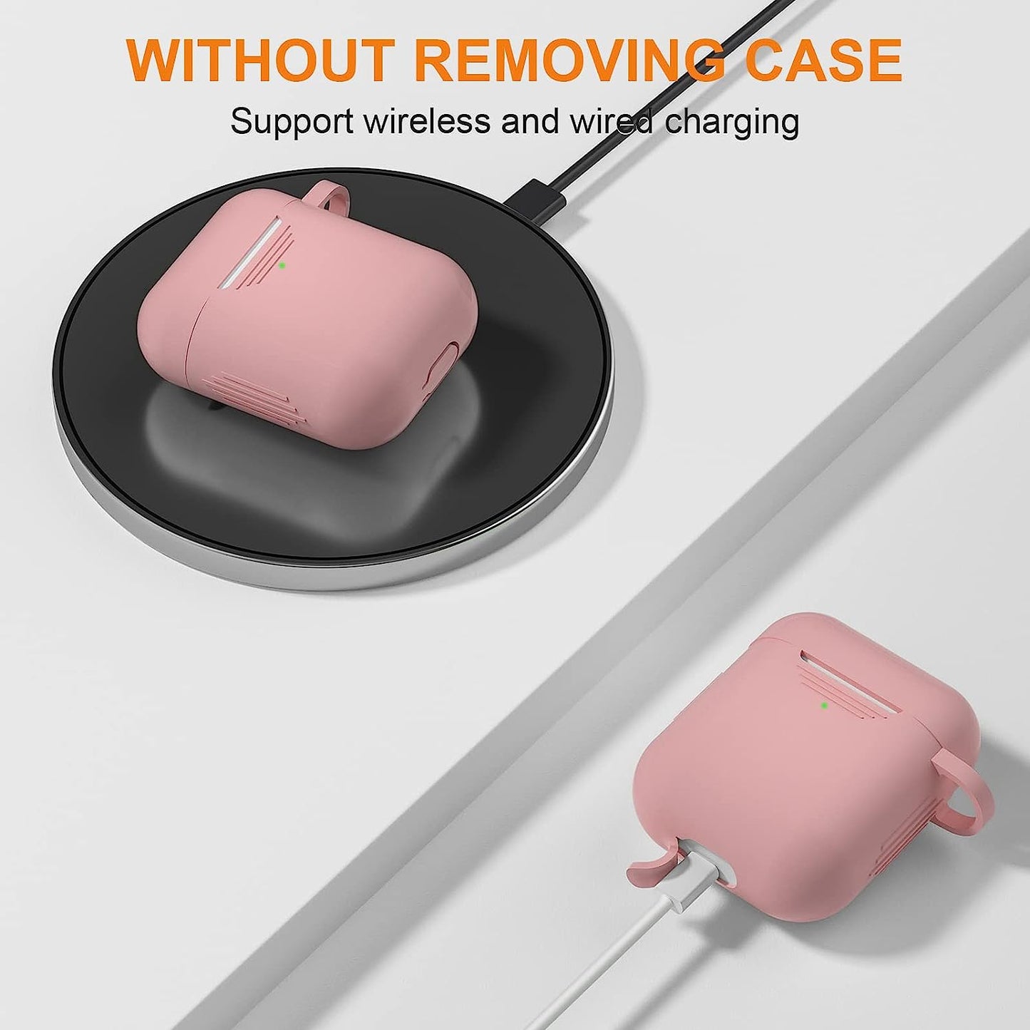 SUPFINE (2 in 1) for Airpod Case Cover, Soft Silicone Protective and Airpod Cleaner Kit Compatible with Airpods 2Nd Generation Charging Case (Bean Pink)  SUPFINE   