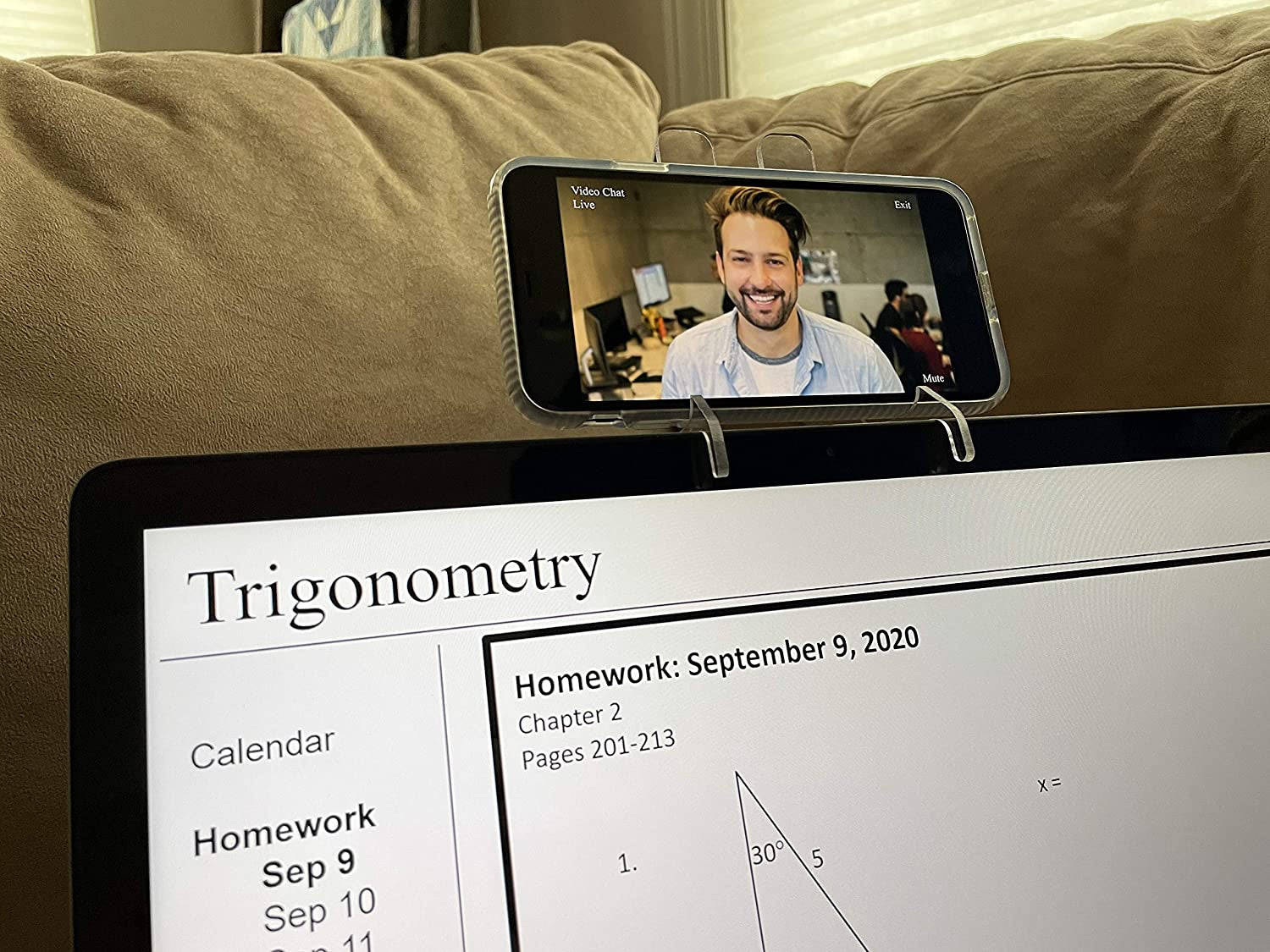 Laptop Cell Phone Mount; Mobile Phone Stand for Top of Laptop; Face Height Cellular Phone Holder  Phone Mount People   