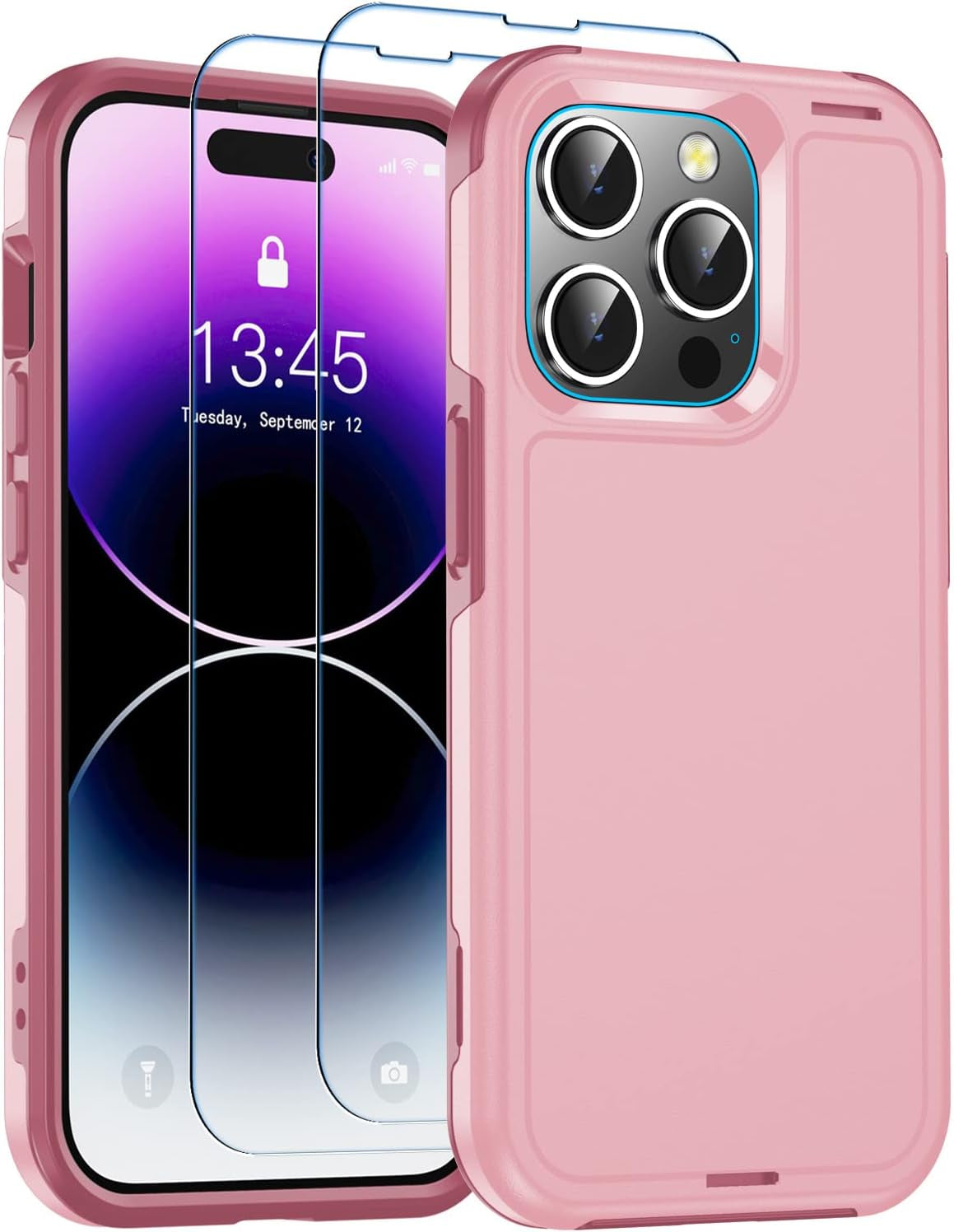 Jaroco for Iphone 14 Pro Case, [Military Grade Drop Protection] [2 Pcs Screen Protector & Camera Lens Protector] Full-Body Shockproof Protective for Iphone 14 Pro Phone Case 6.1 Inch (Red)  jaroco Pink Iphone 14 Pro 