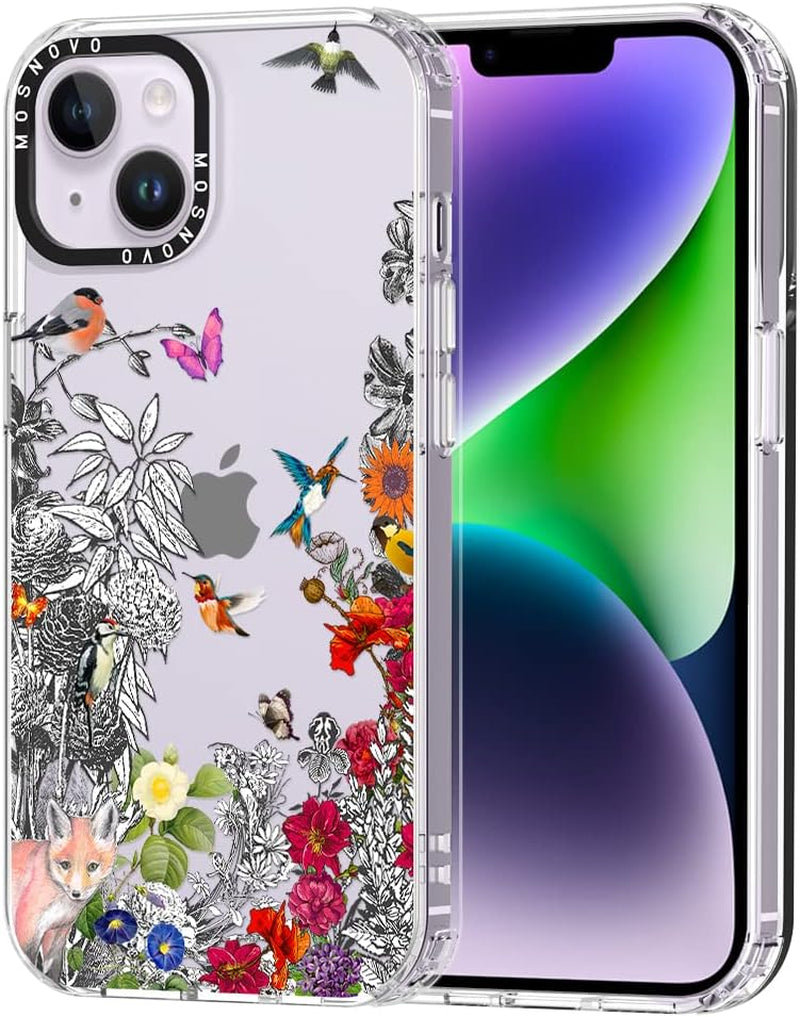 MOSNOVO Compatible with Iphone 14 plus Case, [Buffertech 6.6 Ft Drop Impact] [Anti Peel off Tech] Clear TPU Shockproof Bumper Phone Case Cover with Black Dragon Designed for Iphone 14 plus 6.7"  MOSNOVO Forest  