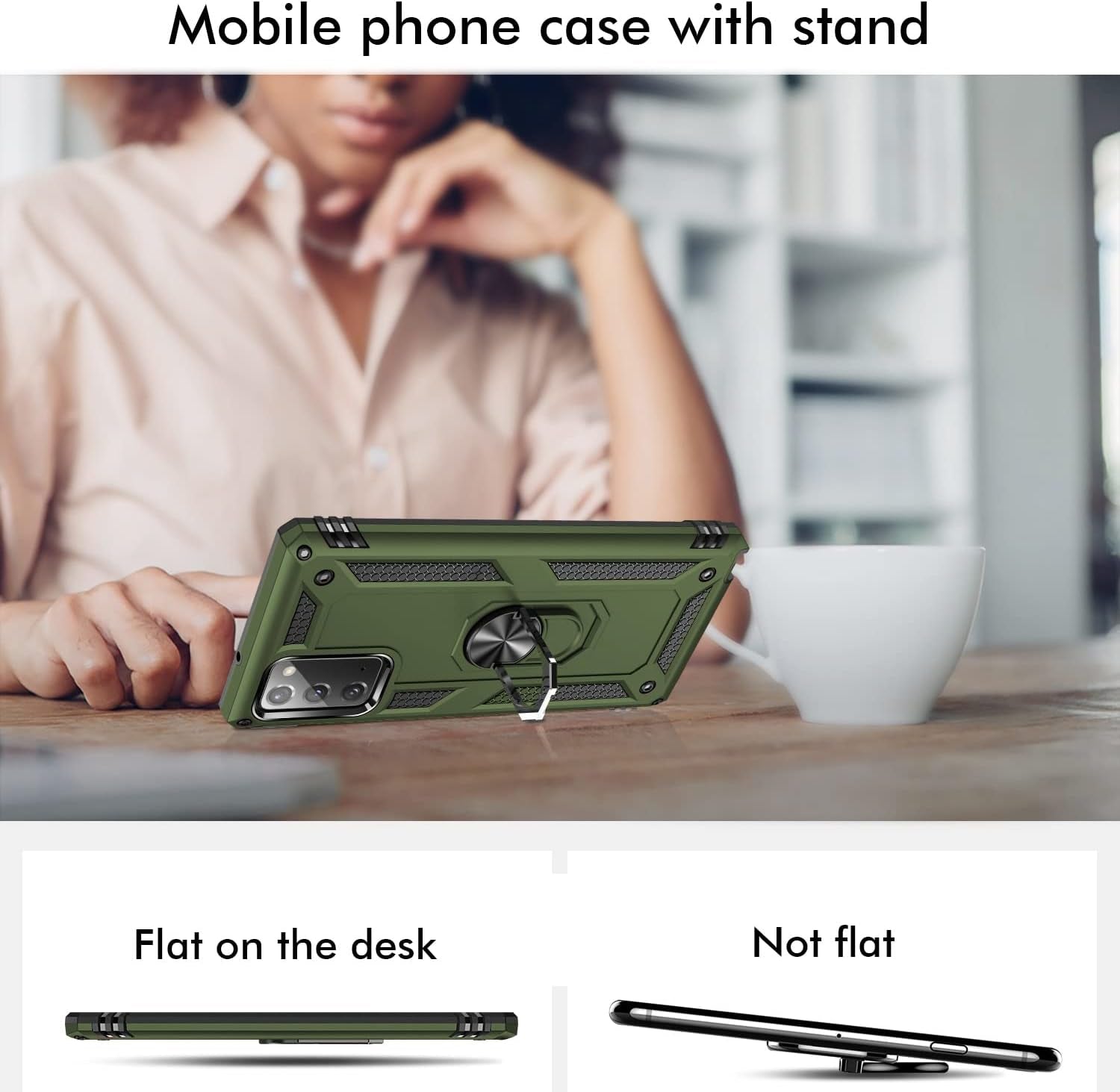 Meifei Galaxy Note 20 Case, Samsung Galaxy Note 20 Case, Military Grade 360 Degree Rotating Metal Ring Holder Kickstand Protective Phone Cover Case for Samsung Galaxy Note 20 5G, Green  Meifei   