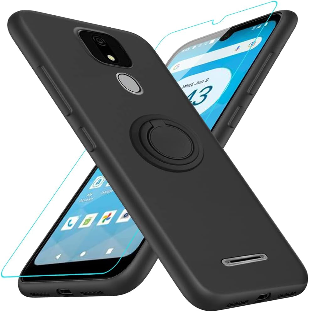 For Motorola Moto G 5G 2023 Phone Case with Glass Screen Protector, 360° Rotatable Ring Holder Magnetic Kickstand/Stand Silicone TPU Shockproof Protective Cover Case for Motorola Moto G 5G - Black  Nijiadi Ans Artia Ack2326 Black  