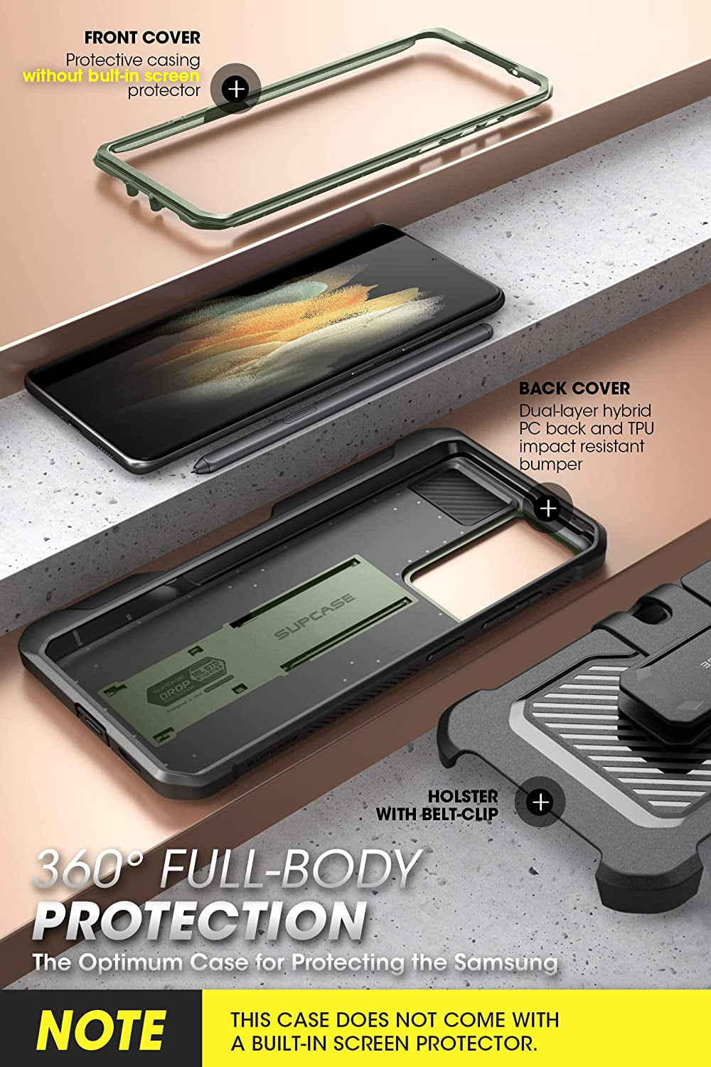 SUPCASE Unicorn Beetle Pro Series Case for Samsung Galaxy S21 Ultra 5G (2021 Release), Full-Body Dual Layer Rugged Kickstand Case with S Pen Slot (Guldan)  SUPCASE   