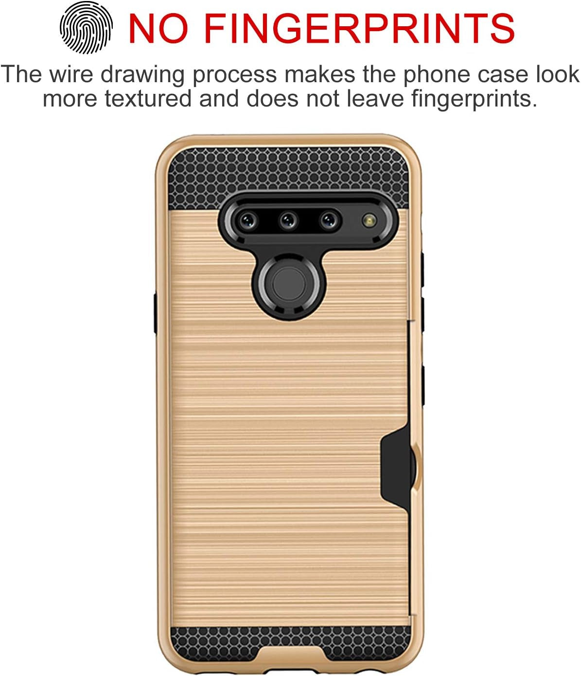 Case for LG G8, Thinq Case with Card Slot Holder, Shock Absorption Case Protective Cover for LG G8 (Gold)  jia   