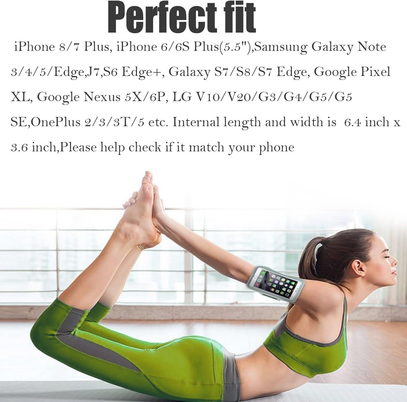 [1 Pack]Water Resistant Sports Armband Casehq for Iphone 7/7 Plus, 6/6S plus (5.5-Inch), Galaxy S6/S7 Edge, Y Note 5, with Key Holder/ Flap High Visibility Night Reflective Running Exercise Armband  CaseHQ   