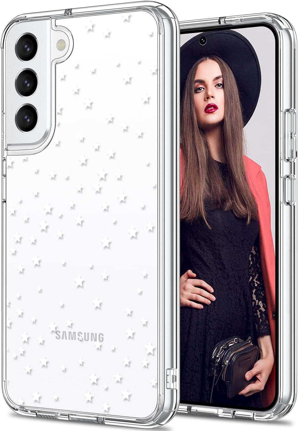 ICEDIO for Samsung Galaxy S22 Case,Slim Fit Crystal Clear Cover with Fashionable Designs for Girls Women,Durable Rugged Protective Phone Case for Samsung Galaxy S22 6.1" Cute Flower Garden  ICEDIO Twinkle Stars  