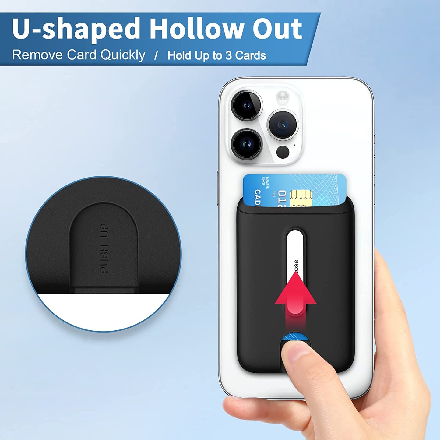 Senose Magnetic Wallet Compatible for Magsafe, Silicone Phone Card Holder Compatible for Iphone 14 Pro Max/14 Pro/14 Plus/14/13 Pro Max/13 Pro/13/12 Pro Max/12 Pro/12 and Mag Safe Case, Black  Senose   