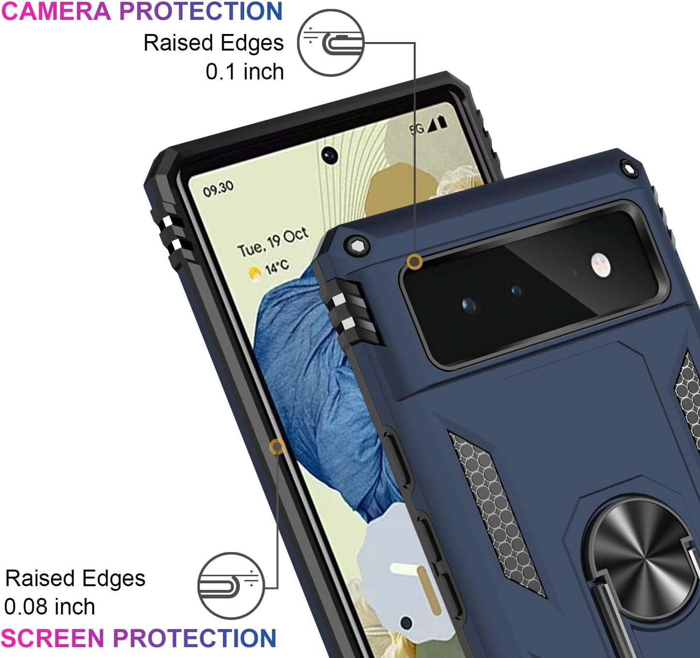 IKAZZ Suitable for Google Pixel 6 Case,Military Grade Shockproof Heavy Duty Protective Phone Case Pass 16Ft Drop Test with Magnetic Kickstand Car Mount Holder for Google Pixel 6 Blue  IKAZZ   