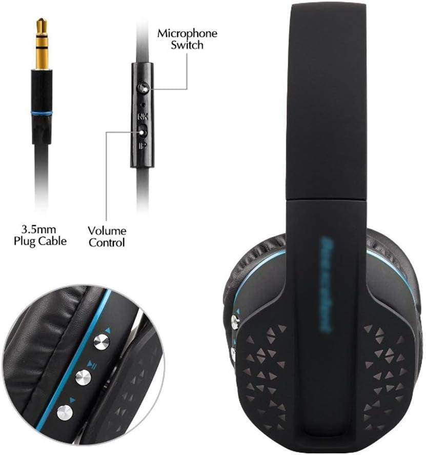 Gaming Headset Surround Sound Stereo Lightweight Soft Earmuffs for PC Laptop Tablet Smart Phone,Blue  THER   