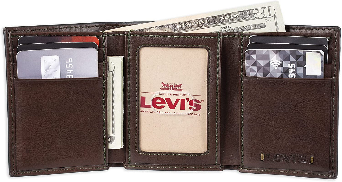 Levi'S Men'S Sleek and Slim Trifold Minimalist Wallet  Levi's   