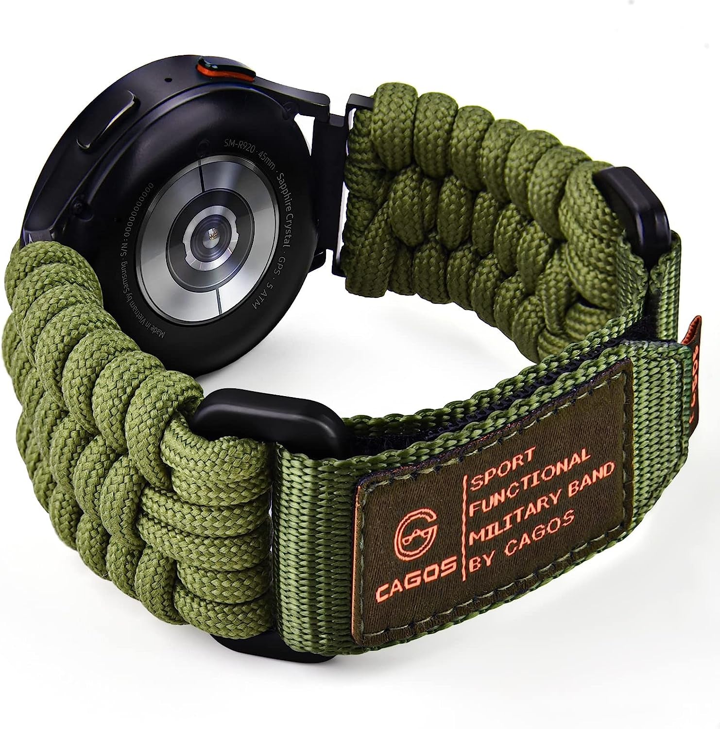 CAGOS Paracord Band Compatible with Galaxy Watch 5/Galaxy Watch 4/Galaxy Watch 5 Pro/Galaxy Watch 4 Classic/Galaxy Watch 3, Rugged Survival Nylon Strap Braided Sport Loop for Galaxy Watch 40Mm 41Mm 42Mm 44Mm 45Mm 46Mm Men  CAGOS   