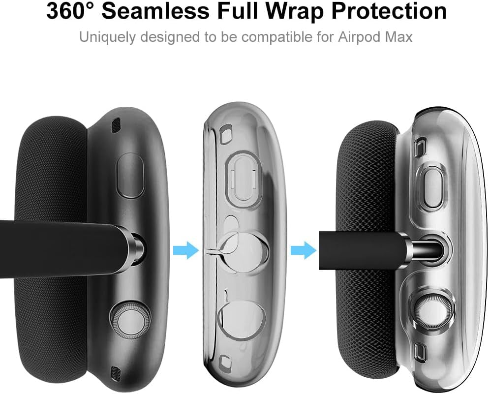 Ainiv Protective Case Compatible with Airpods Max, 2 Pack Soft TPU Anti-Scratch Skin Cover for Airpods Max, Shockproof Accessories for Airpods Max Headphones (Clear Black)  YotoUS   