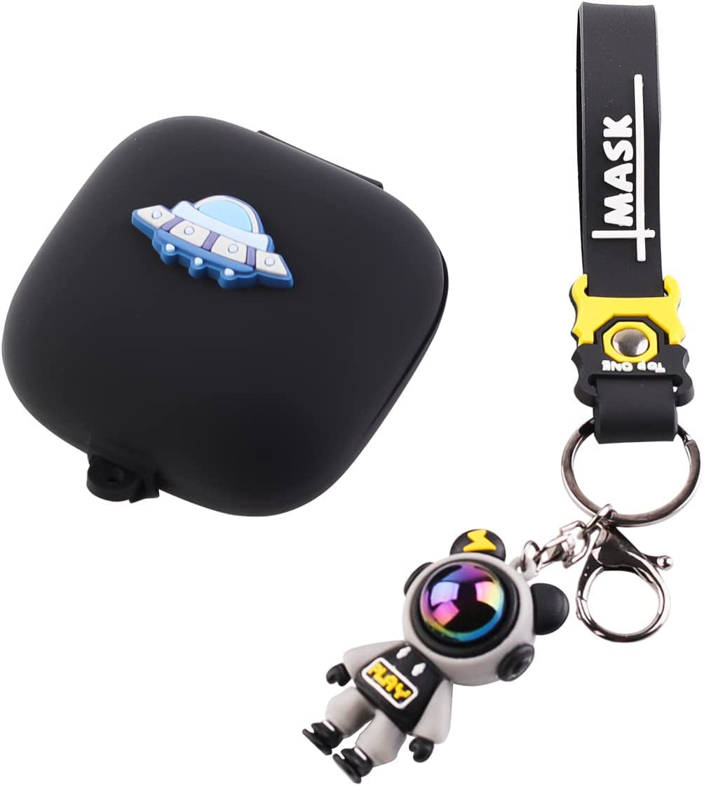 Fit Designed for Powerbeats Pro Earphone, Suublg Beats Powerbeats Pro Cartoon Silicone Headphones Case Cover and Cute Doll Keychain Full Body Anti-Lost Lanyard Protection (Spaceship)  Suublg   