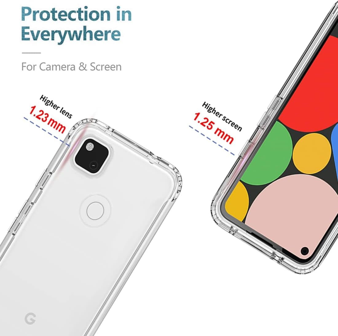 Zoeirc Case for Google Pixel 4A (Not Fit 4A 5G) G025J Case with Tempered Glass Screen Protector, Soft 360 Full Body Shockproof Hybrid Bumper Crystal Clear Case Cover for Google Pixel 4A (Clear)  Zoeirc   