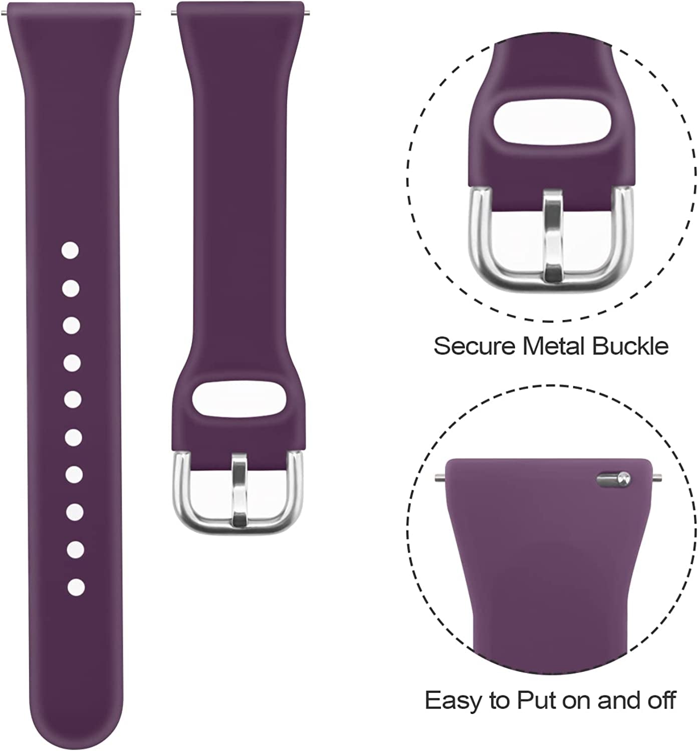 Wanme Slim Bands for Garmin Venu 2 plus / Venu Sq / Venu / Vivoactive 3 Watch Band Women Men, 3 Pack Soft Silicone Replacement Wristband Sport Strap for Garmin Vivomove Sport, Vivoactive 3 Music, Forerunner 645 / 245 Music Smart Watch  Wanme   