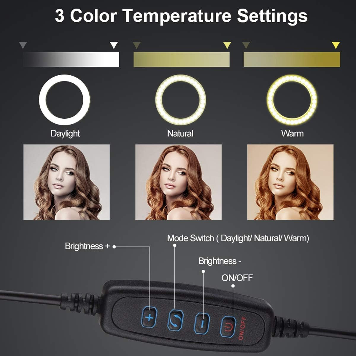 LEDGLE Upgraded Selfie Ring Light with Tripod Stand & Cell Phone Holder & Selfie Stick 8" Dimmable Ring Light with 3 Light Mode and 10 Level Brightness for Live Stream Makeup and Youtube Video  LEDGLE   