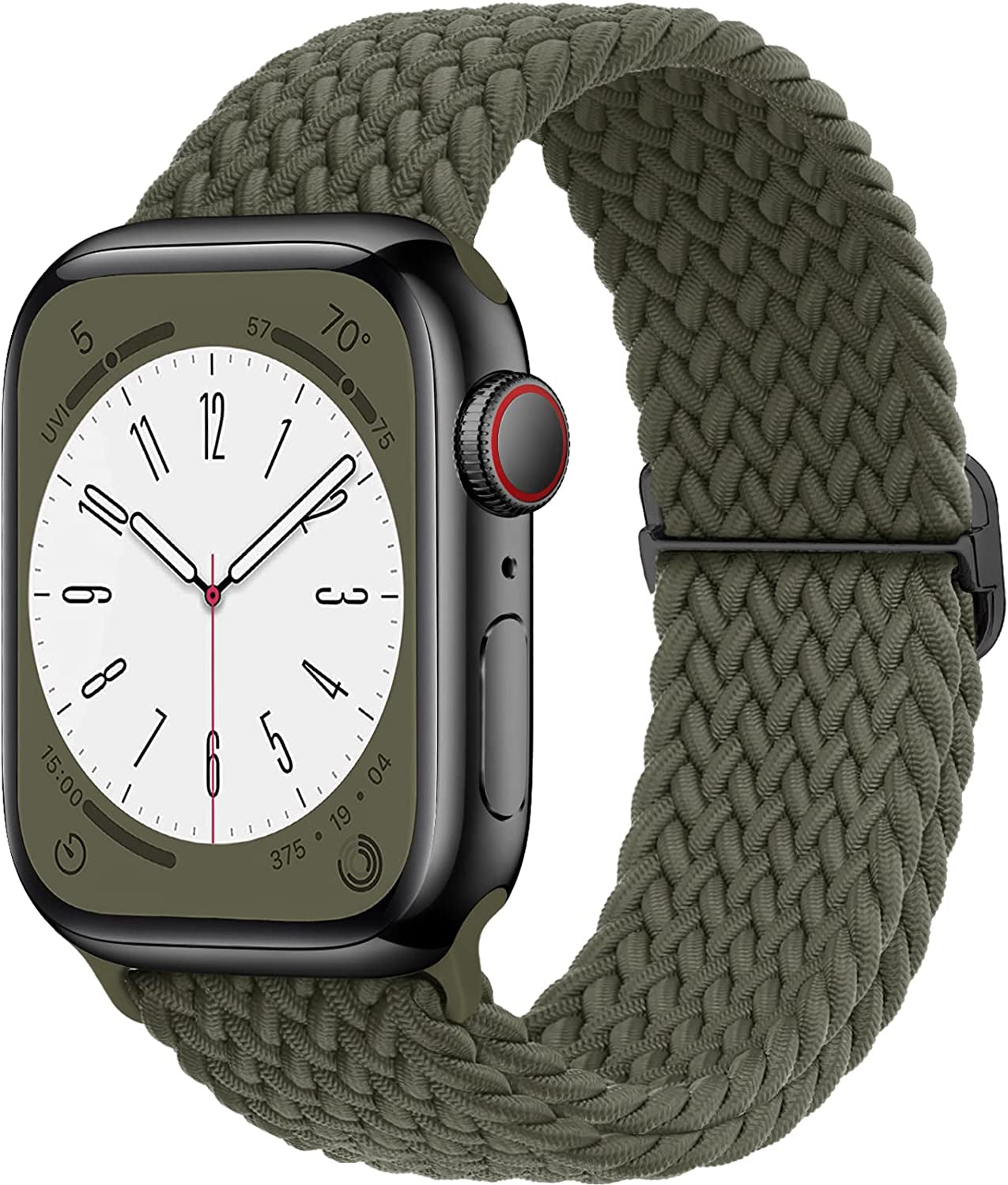Merlion Stretchy Braided Solo Loop Compatible with Apple Watch Band 38Mm 40Mm 41Mm 42Mm 44Mm 45Mm 49Mm, Sports Adjustable Elastic Straps for Iwatch  Merlion Army Green 42MM/44MM/45MM/49MM 