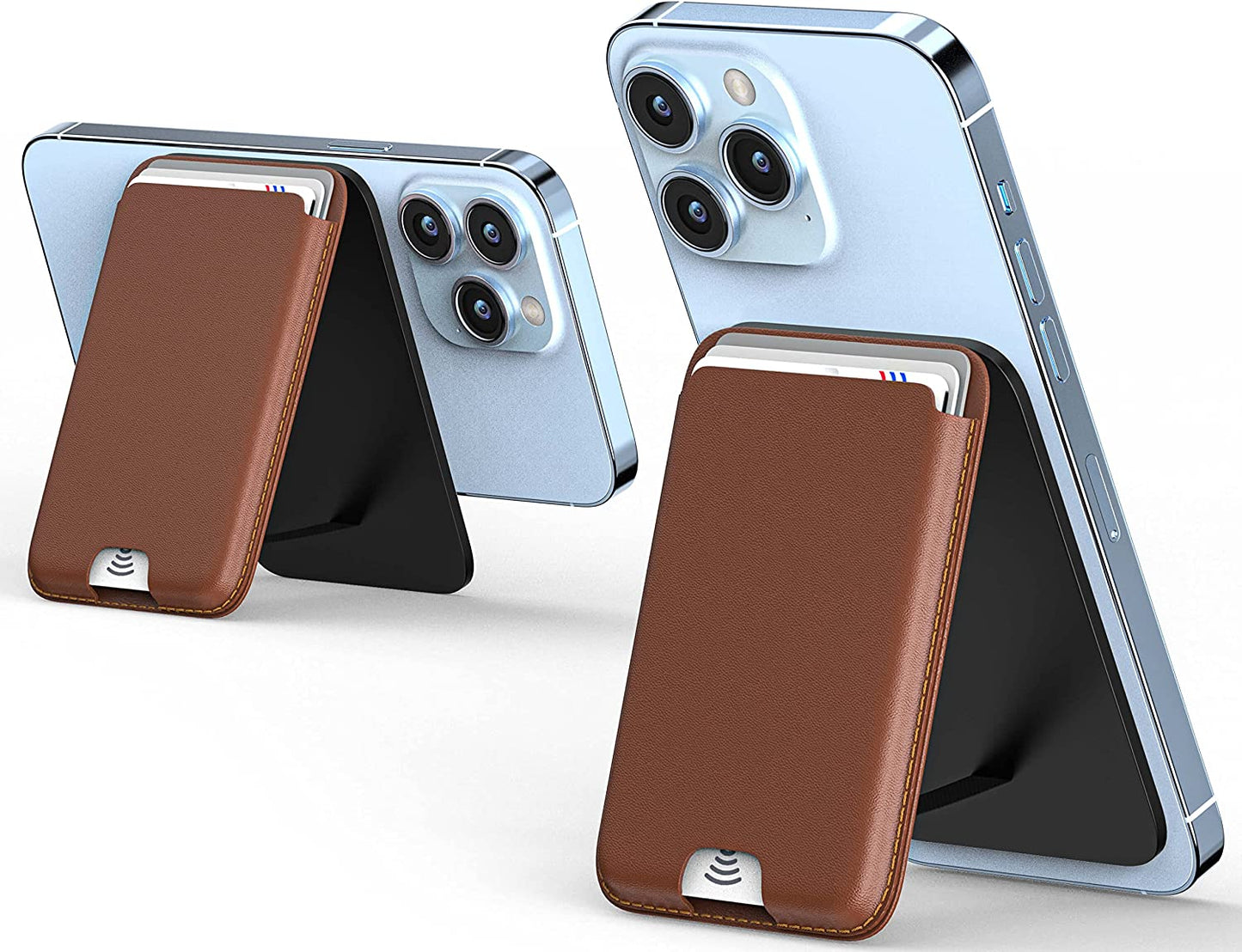 MAGKOTA Magsafe Wallet Stand Compatible with Iphone 14 Pro Max/14 Pro/14 Plus/14/Iphone 13 Pro Max/13 Pro/13/Iphone 12 Pro Max/12 Pro/12,Iphone Leather Wallet with Magnetic Stand, Max 3 Cards  MAGKOTA S-Brown  