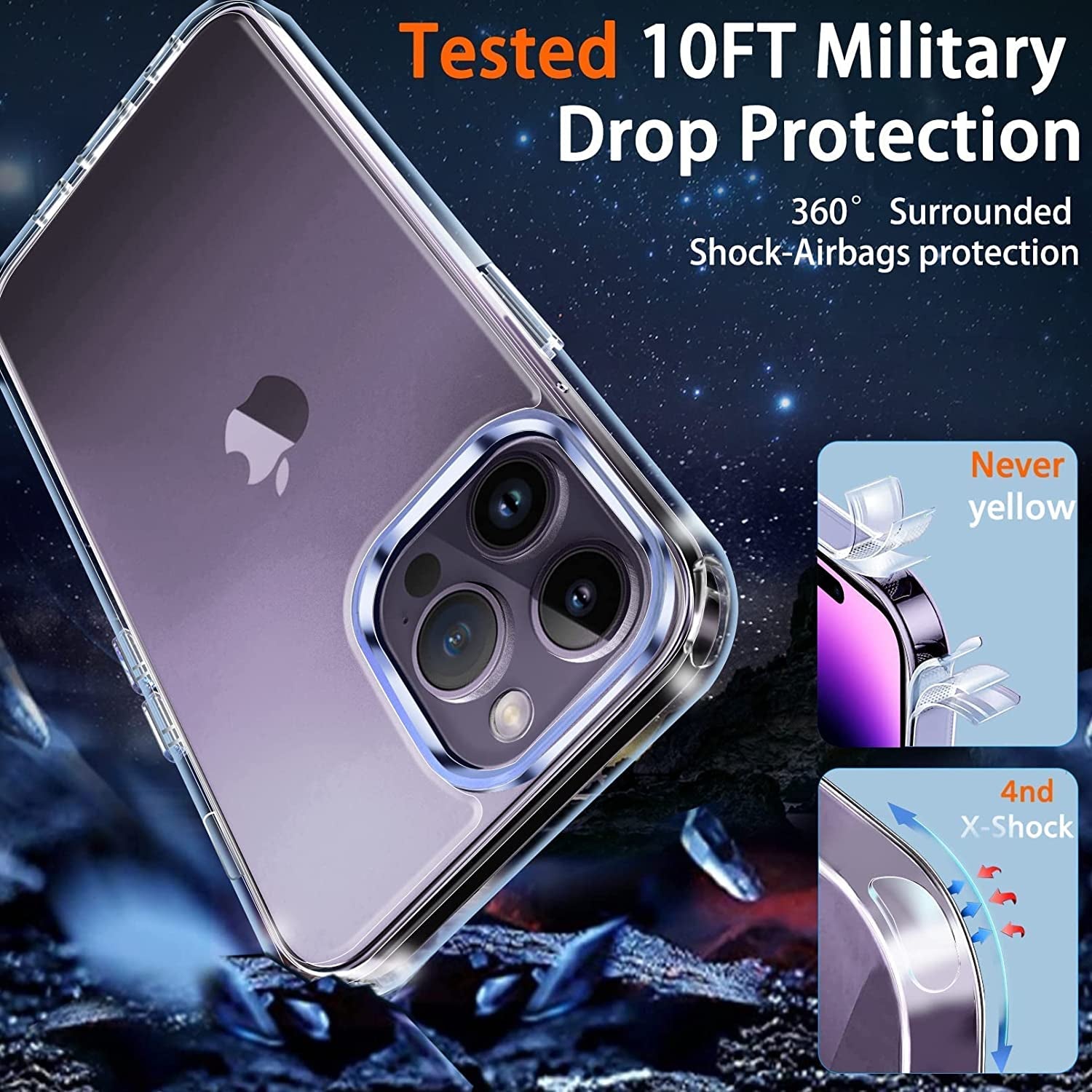 Milomdoi [10 in 1 for Iphone 14 Pro Max Case Clear with 3 Pack Screen Protector Accessories 3 Pack Camera Lens Cover Protective Slim Thin Cute Phone Cases Funda Suitable with Magsafe Women Men  Milomdoi   