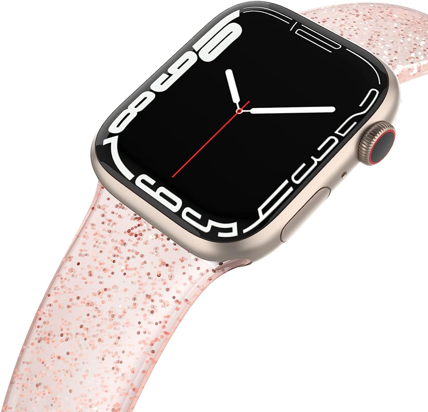 EDIMENS Sport Band Compatible with Apple Watch Bands 41Mm 38Mm 40Mm, Shiny Bling Glitter Silicone Soft Thin Small Replacement Band Compatible for Iwatch Series 8 7 6 5 4 3 2 1 SE Sport Edition Women  EDIMENS Glistening Papaya 5.5" - 6.9" 