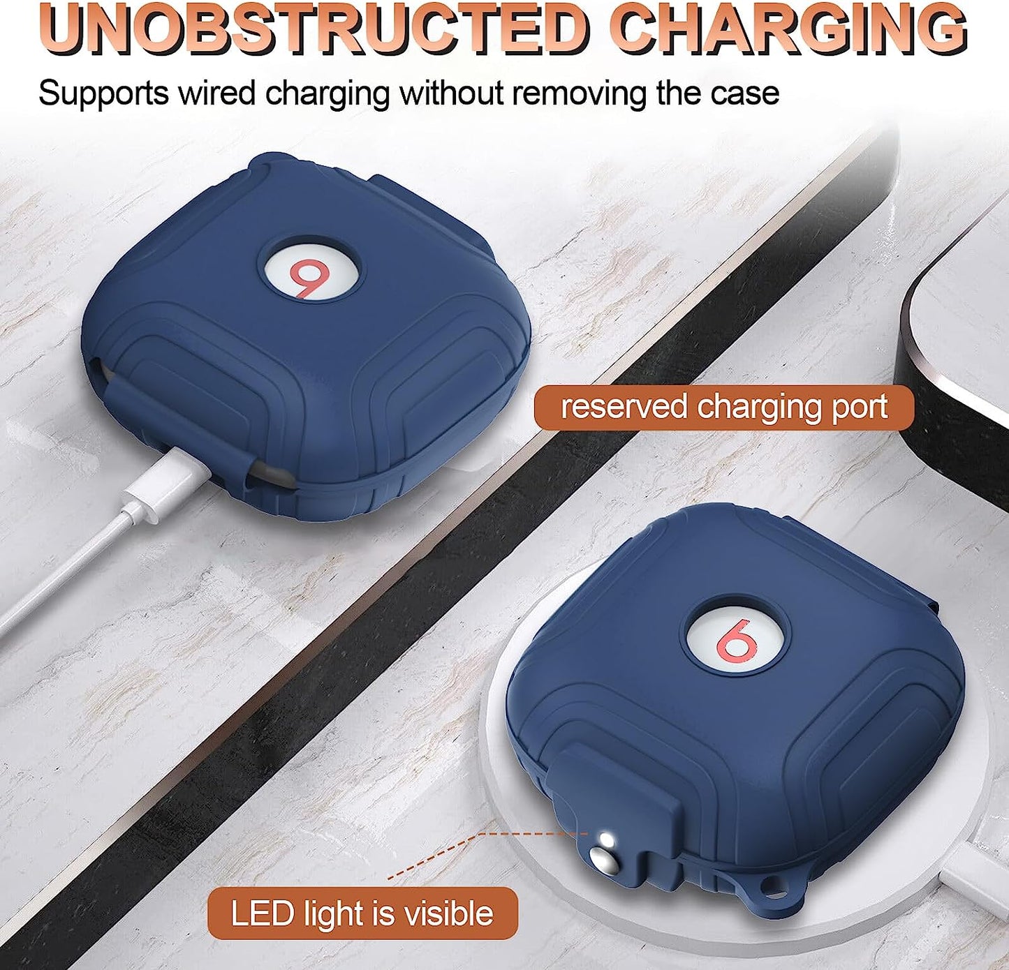 [Lock Buckle] Beats Fit Pro Case Cover, Silicone Protector Case for Apple Beats Fit Pro, Shockproof Beats Fit Pro Earbuds Case, Skin Full Protective Shell with Keychain/Lanyard Accessories (Blue)  UCPOVT   