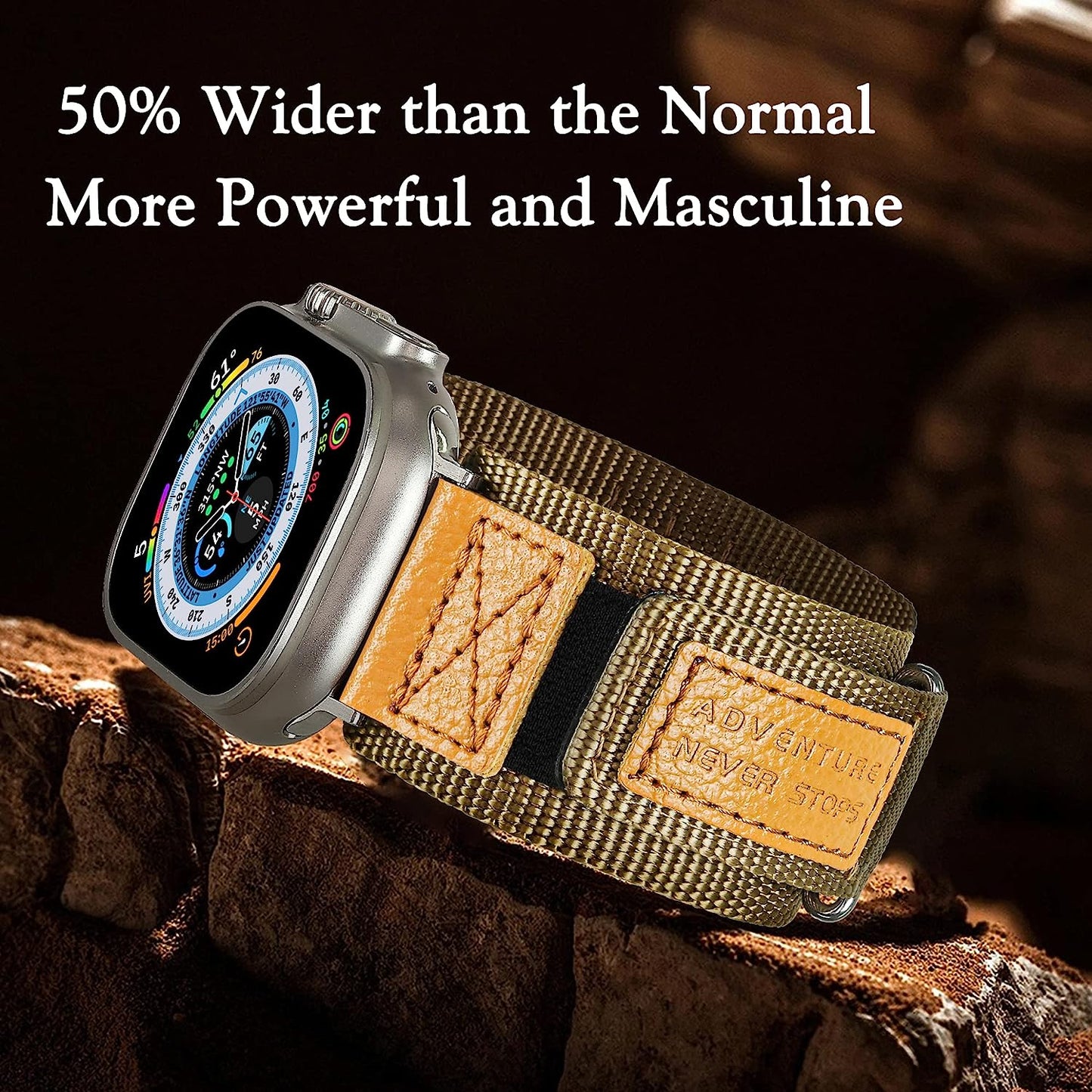 Wide Nylon Band Compatible with Apple Watch Band 49Mm 45Mm 44Mm 42Mm, Breathable Outdoor Sport Bracelet with 3 Loops, Men Military Rugged Strap for Iwatch Bands Series 8/7/6/5/4/3/2/1/SE Ultra  Melyis   