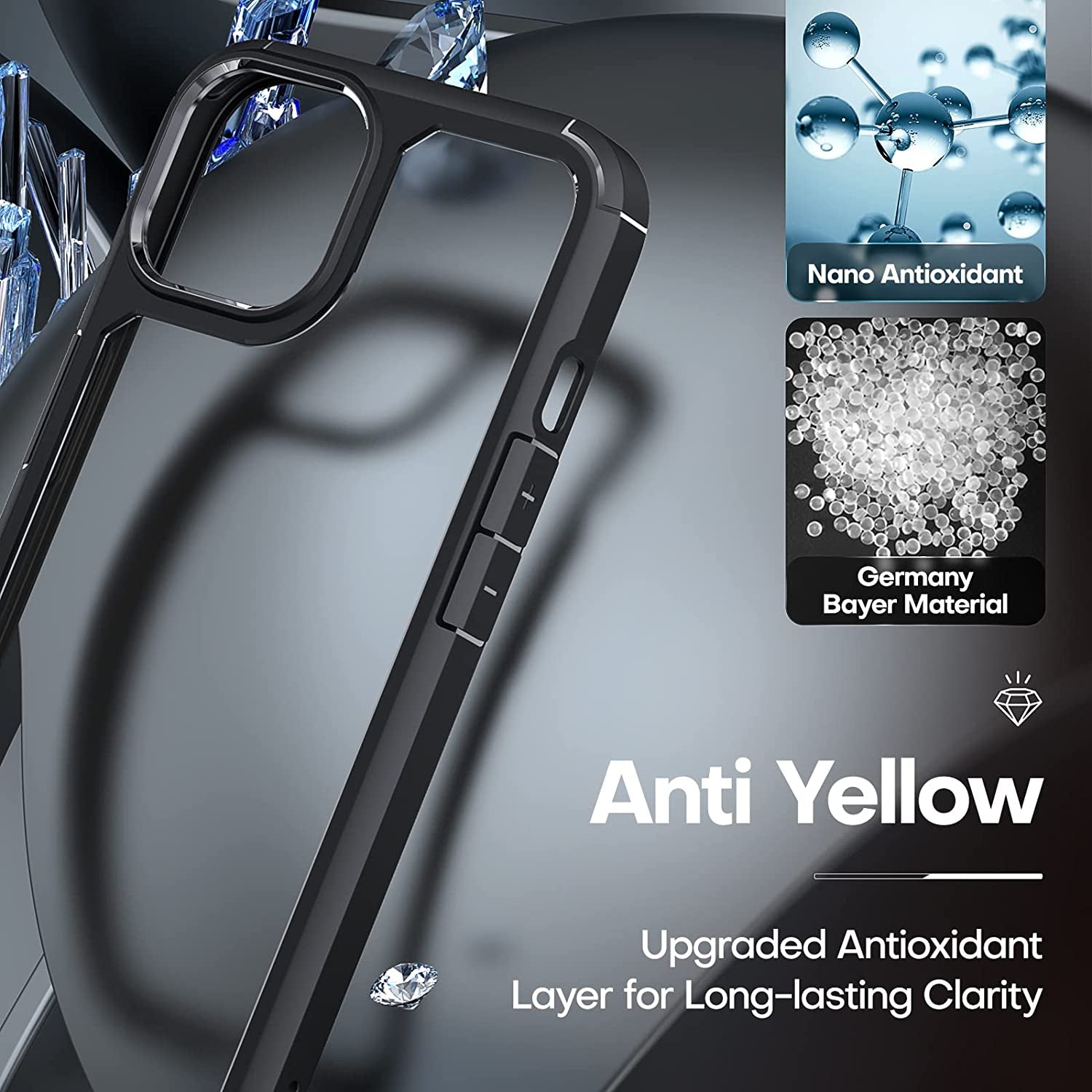 TAURI 5-In-1 Designed for Iphone 14 Case, with 2 Screen Protector + 2 Camera Lens Protector [Not Yellowing] [Military Drop Protection] Shockproof Slim Phone Case for Iphone 14 6.1 Inch-Black  TAURI   