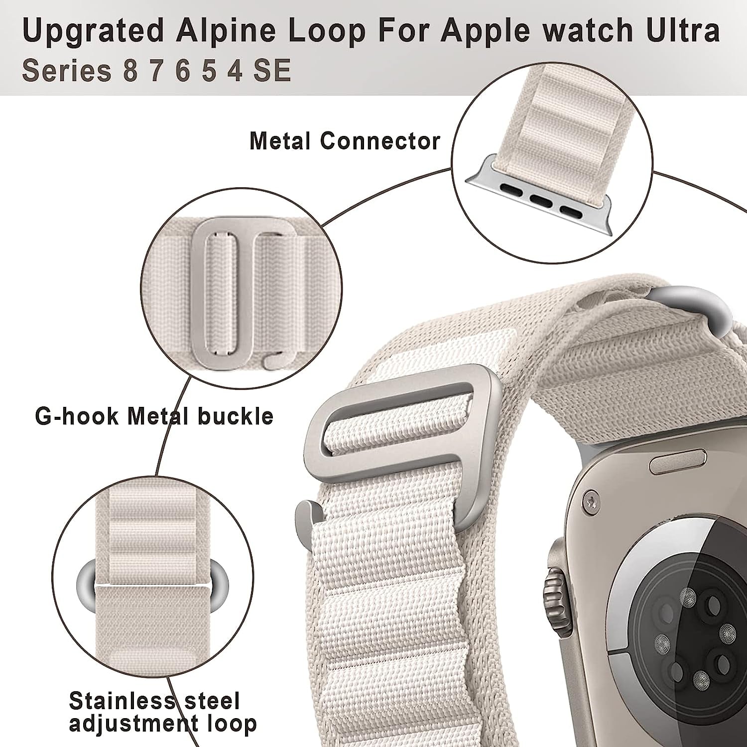 Alpine Loop for Apple Watch Band 49Mm 45Mm 41Mm 44Mm 40Mm 42Mm 38Mm, Iwatch Bands Nylon Sport Strap Women Men G-Hook Bracelet Wristband for Apple Watch Ultra Band Series 8 7 6 5 4 3 2 1 Series SE  ALMNVO   