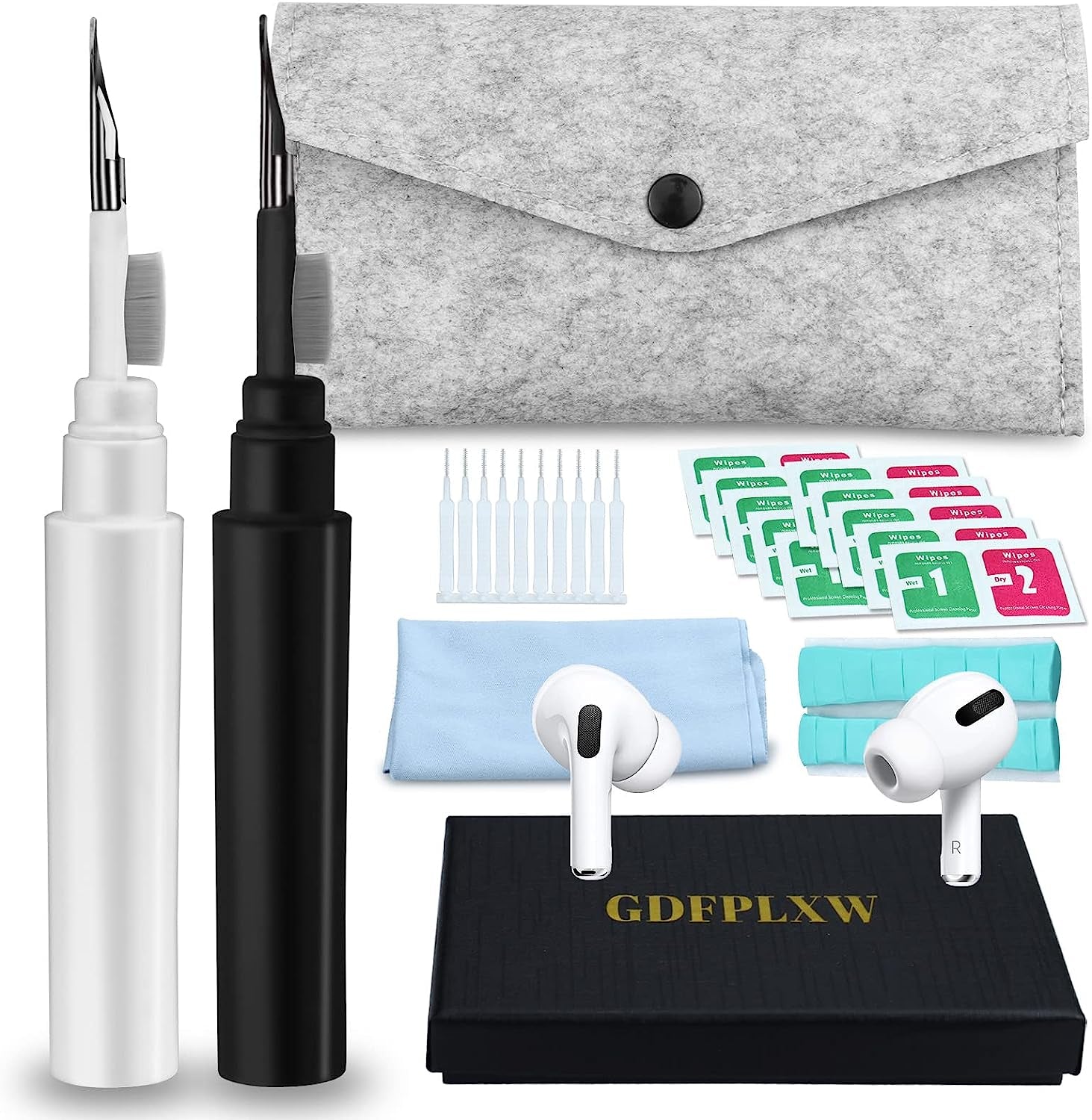 GDFPLXW Airpod Cleaner Kit，2 Pack Earbud and Phone Cleaner Kit for Airpods Pro 1 2 3 Soft Brush and Flocking Sponge for Deep Cleaning Portable and Easy to Use(Couple Style)  GDFPLXW   