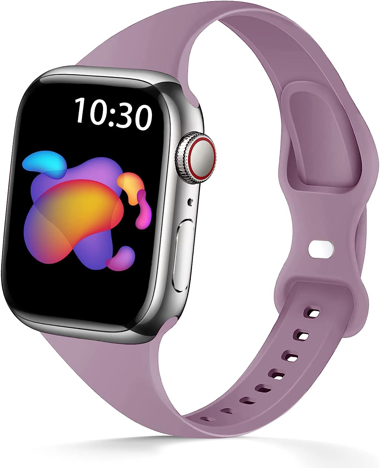 AUSOJOY Compatible with Apple Watch Slim Band, Silicone Sport Band Replacement, 38Mm 40Mm 41Mm 42Mm 44Mm 45Mm, Compatible with Apple Watch Series 7/6/5/4/3/2/1/SE for Women/Men  AUSOJOY Lavender Purple 38mm/40mm/41mm 