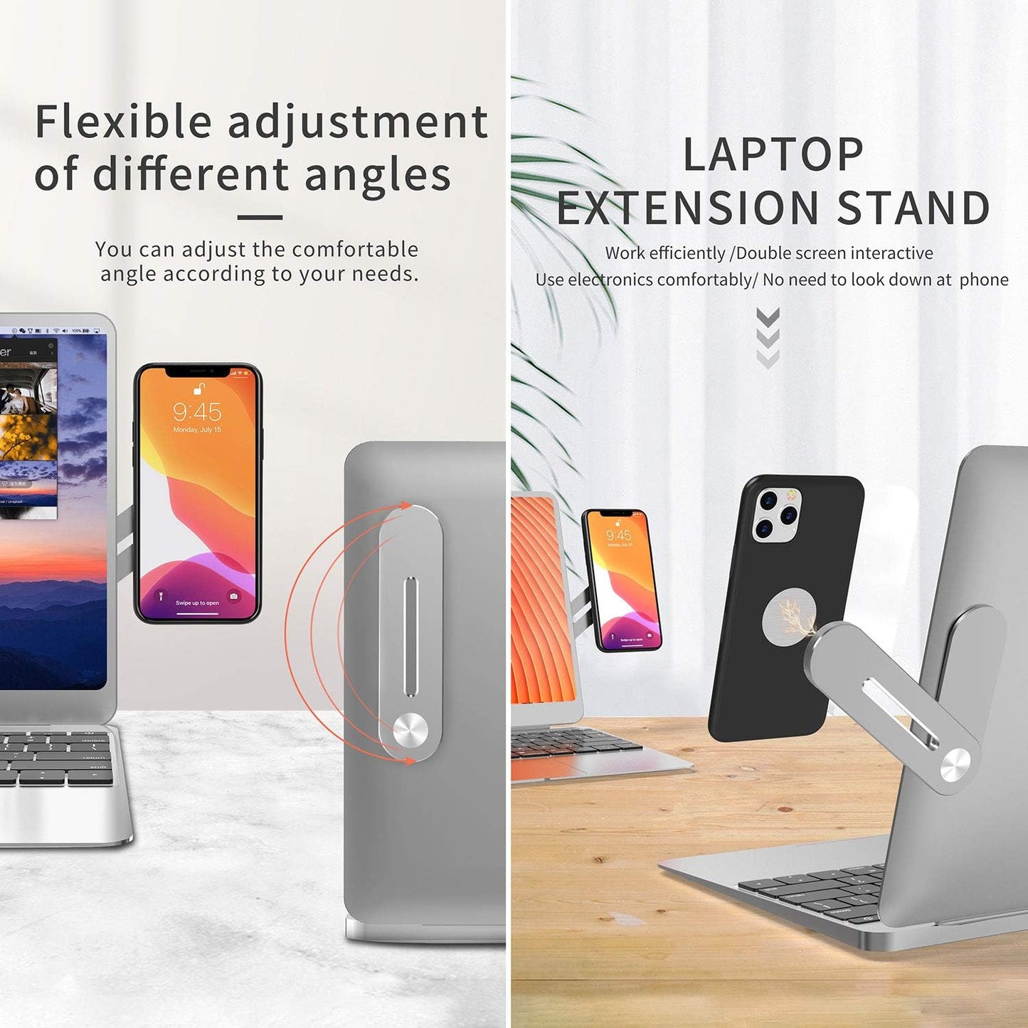 Side Mount Clip for Laptop Magnetic Cellphone Mount Universal Aluminum Alloy Laptop Expansion Bracket Magnetic Cell Phone Holder Fixed Clip on Flat and Slim Monitor or Laptop Monitor (1)  JACKAILL   