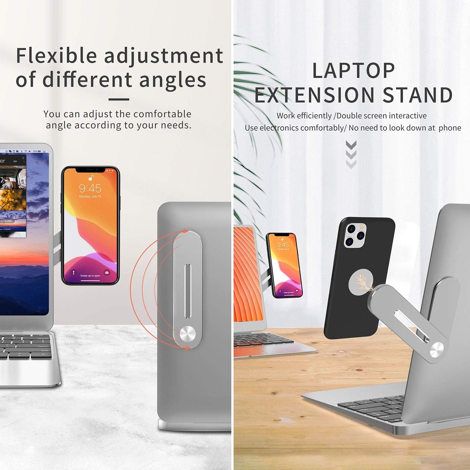 Side Mount Clip for Laptop Magnetic Cellphone Mount Universal Aluminum Alloy Laptop Expansion Bracket Magnetic Cell Phone Holder Fixed Clip on Flat and Slim Monitor or Laptop Monitor (1)  JACKAILL   