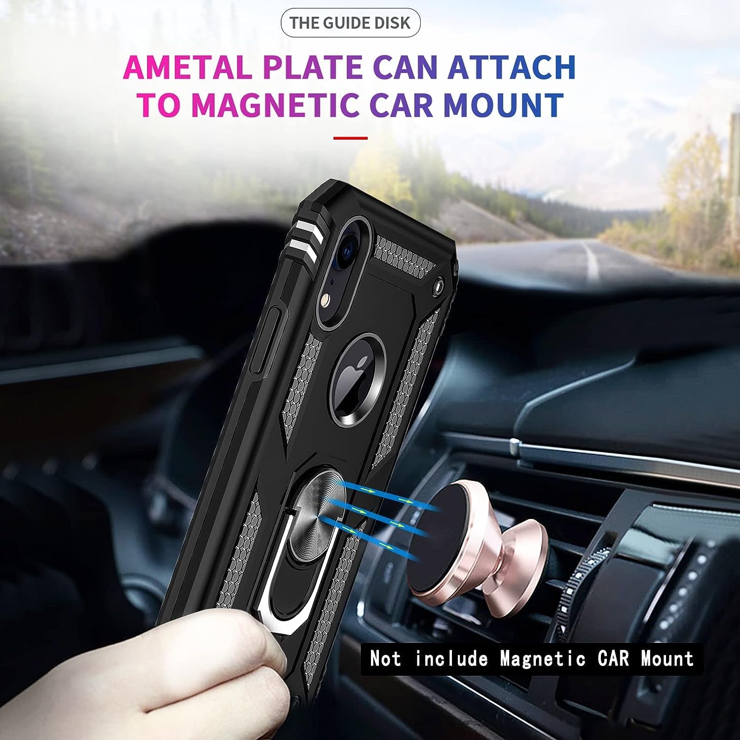 Leyi for Iphone XR Case, Iphone XR Case with Stand and [2PCS] Tempered Glass Screen Protector for Men, Heavy Duty Protective Hard Case with Metal Ring for Apple Iphone 10 XR, Black  LeYi   