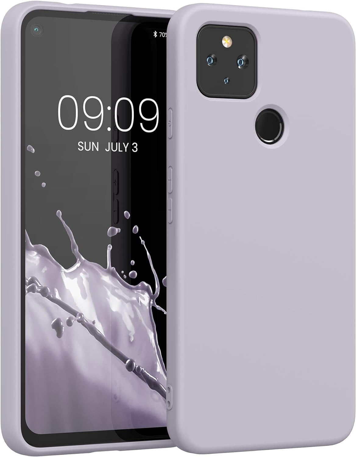 Kwmobile Case Compatible with Google Pixel 4A 5G Case - Slim Protective TPU Silicone Phone Cover - Black Matte  KW-Commerce Purple Cloud  