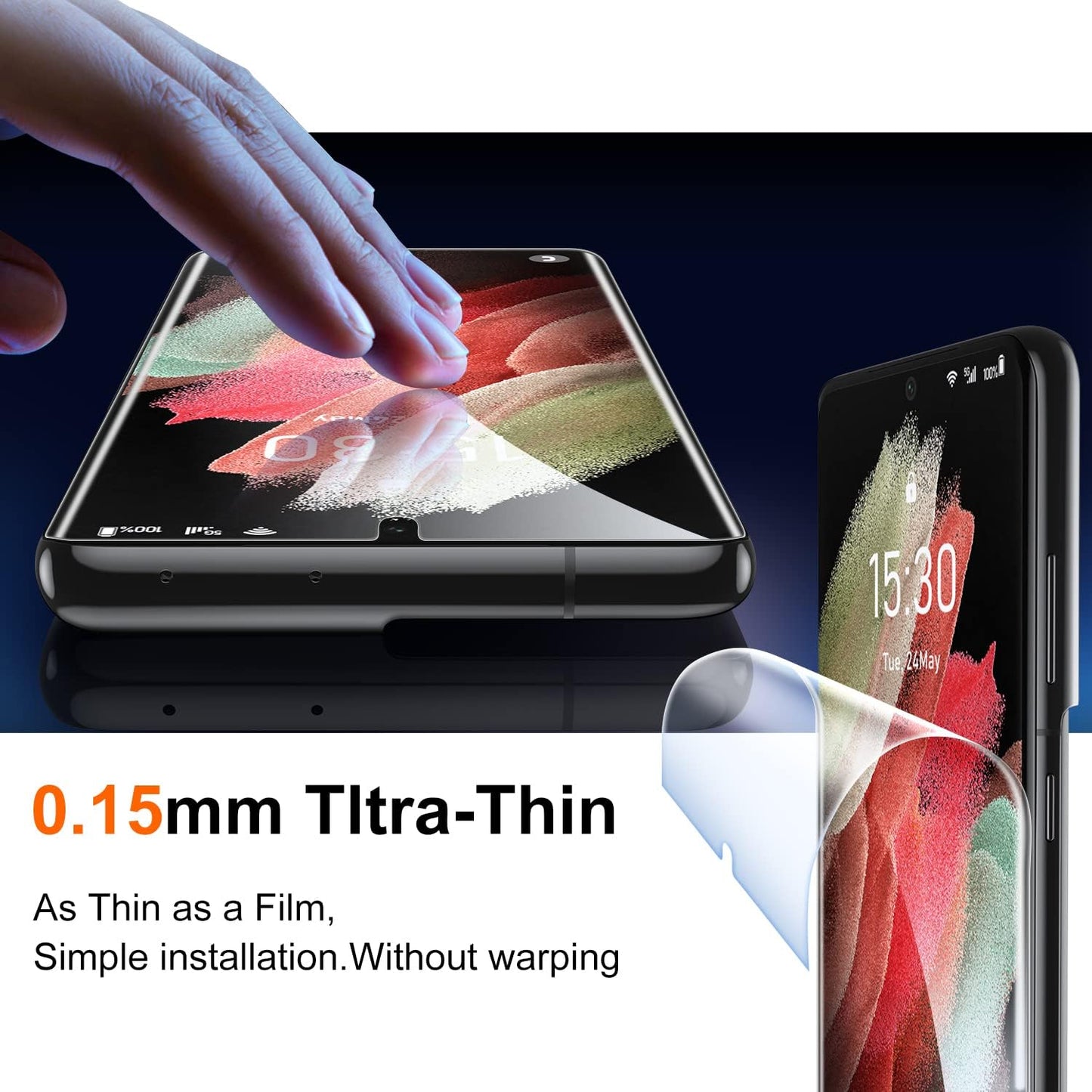 Uniqueme for Samsung Galaxy S21 Ultra Screen Protector, 2 Pack 5G 6.8- Inch Flexible TPU Screen Cover and 2 Pack Camera Lens Protector [Support Fingerprint Unlock][Bubble Free] [Installation Tool]  UniqueMe   