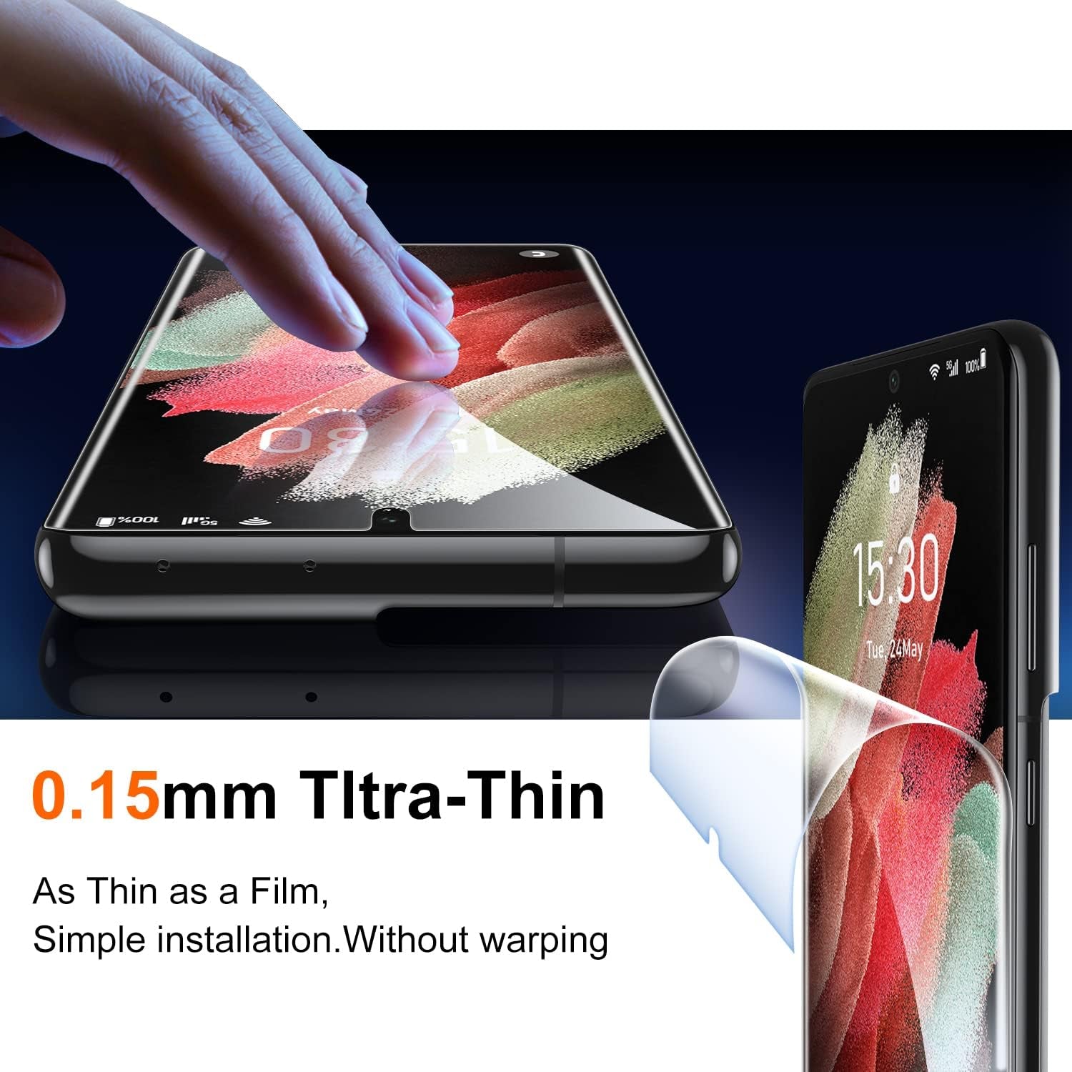 Uniqueme for Samsung Galaxy S21 Ultra Screen Protector, 2 Pack 5G 6.8- Inch Flexible TPU Screen Cover and 2 Pack Camera Lens Protector [Support Fingerprint Unlock][Bubble Free] [Installation Tool]  UniqueMe   