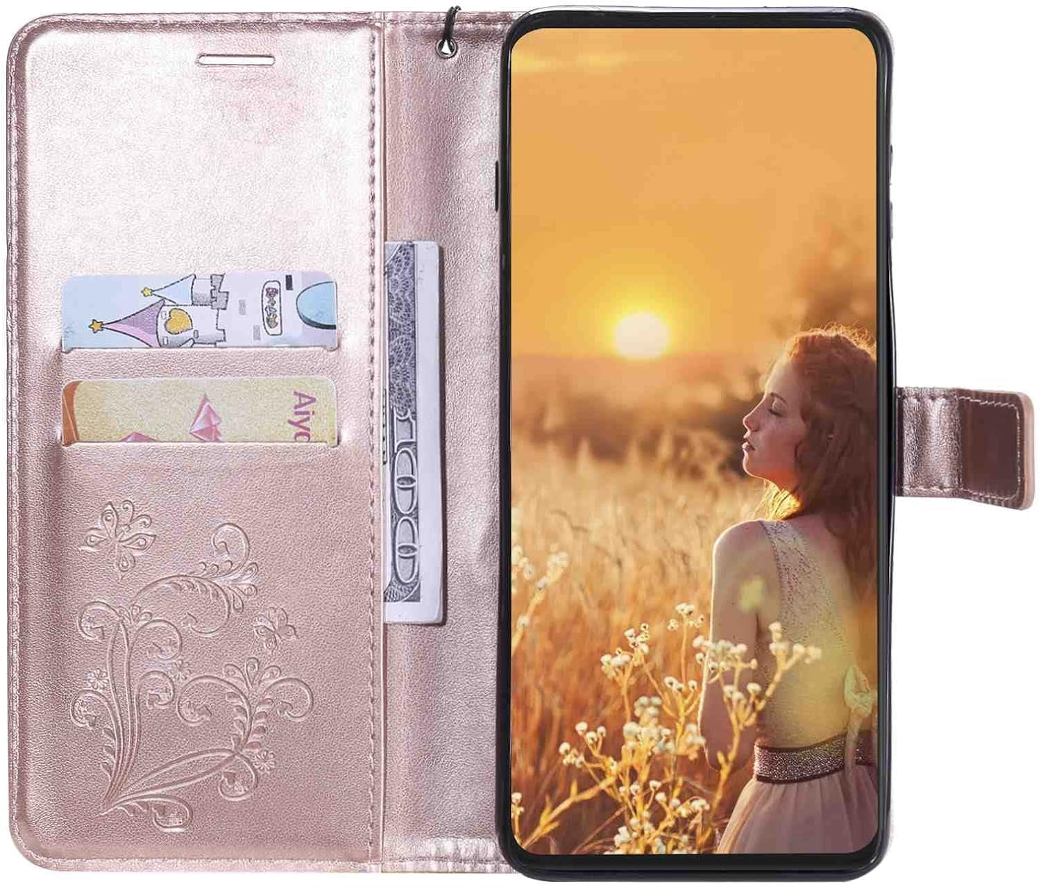 Fansipro Phone Cover Wallet Folio Case for LG V30, Premium PU Leather Slim Fit Cover for LG V30, 2 Card Slots, Exact Fit, Golden  Fansipro   