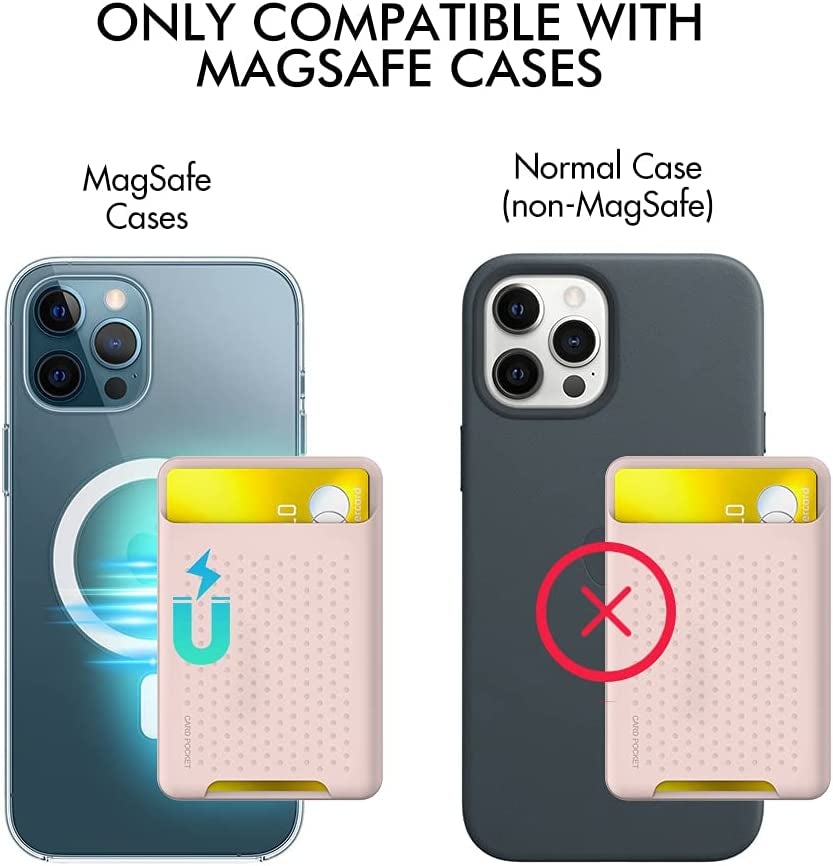 AHASTYLE Magsafe Wallet for Iphone 14/13/12/Plus/Pro Max/Mini RFID Magnetic Card Holder Silicone Sleeve Compatible with Iphone 12/13/14/Pro/Pro Max/Mini (Pink)  AHASTYLE   