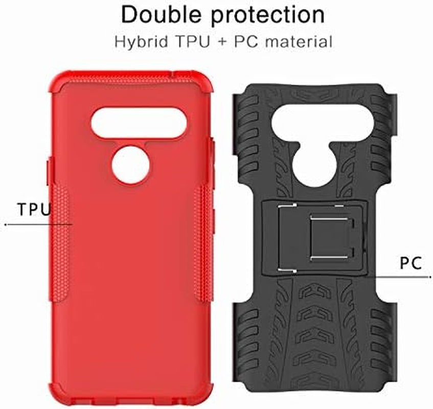 Yiakengs for LG V40 Case, LG V40 Thinq Case, Dual Layer Shockproof Slim Protective with Kickstand Hard Phone Cases Cover for LG V40 (Red)  Yiakengs   