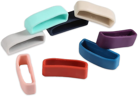 Fastener Rings Compatible for Fitbit Charge 2/Charge 3/Charge 4/Charge 5/Garmin Vivoactive 3/Gear S3 Bands Keepers, 22Mm Silicone Rubber Replacement Watch Band Loops Retainer Holder, Colorful-8 Pack  SKYLET   