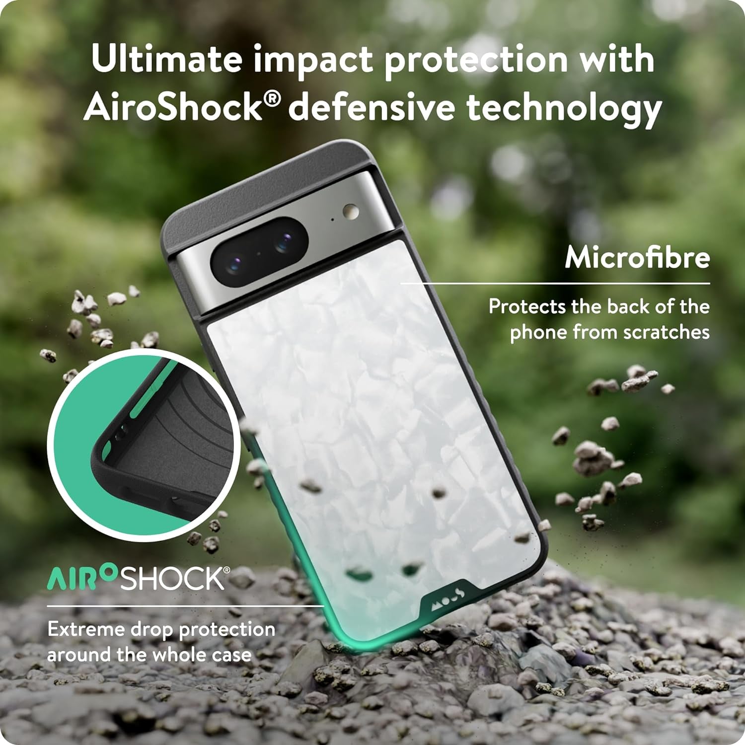 Mous for Google Pixel 8 Case Magsafe Compatible - Limitless 5.0 - White Acetate - Protective Pixel 8 Case - Shockproof Phone Cover  Mous   