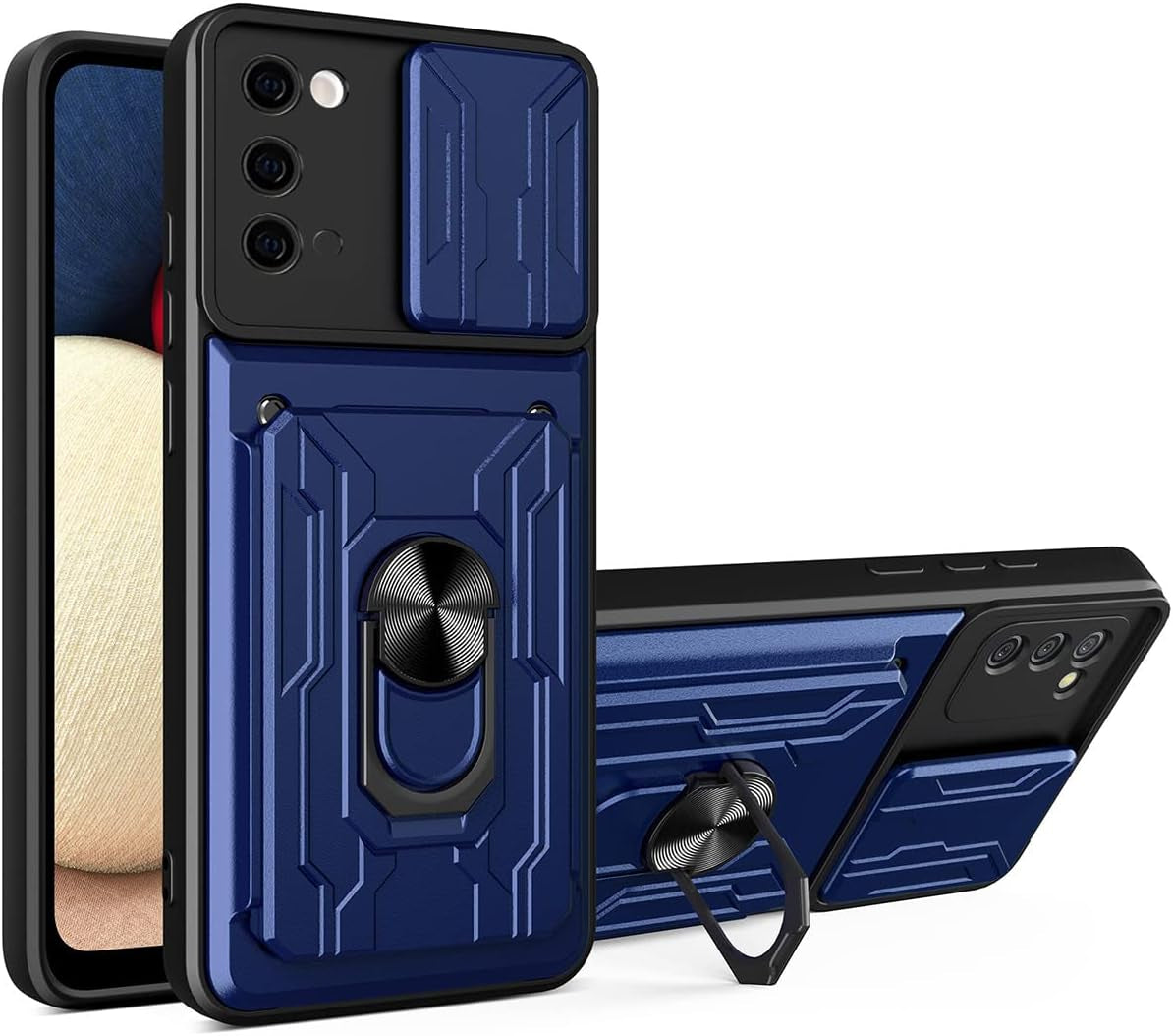 Ccsmall Case for Samsung Galaxy Note 20 5G with Card Holder, Heavy Duty Protection Phone Case with Magnetic Ring Kickstand Slide Camera Cover for Samsung Galaxy Note 20 4G/5G LJK White  CCSmall Blue Samsung Galaxy Note 20 5G 