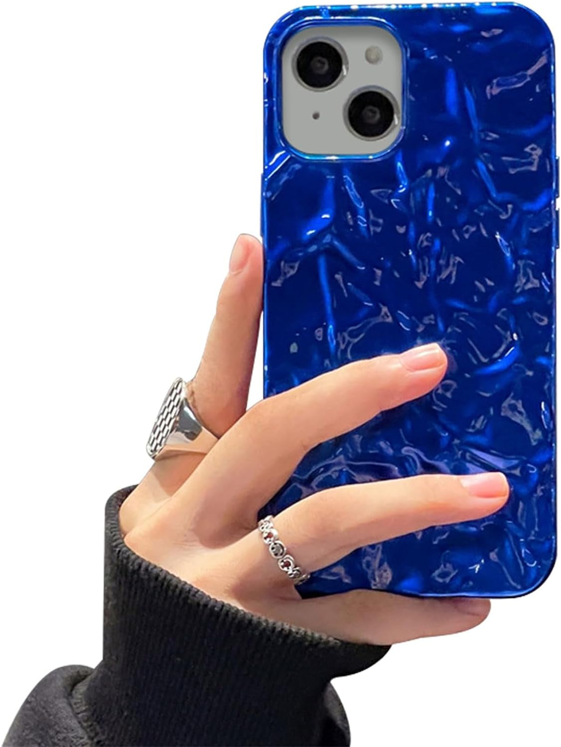 Yebowe Compatible with Iphone 11 Case, Cute 3D Tin Foil Pleated Luxury Phone Cover for Women Girls Cool Bling Designer Soft Silicone Case for Iphone 11, Rose Gold  Yebowe Blue Iphone 14 Plus 