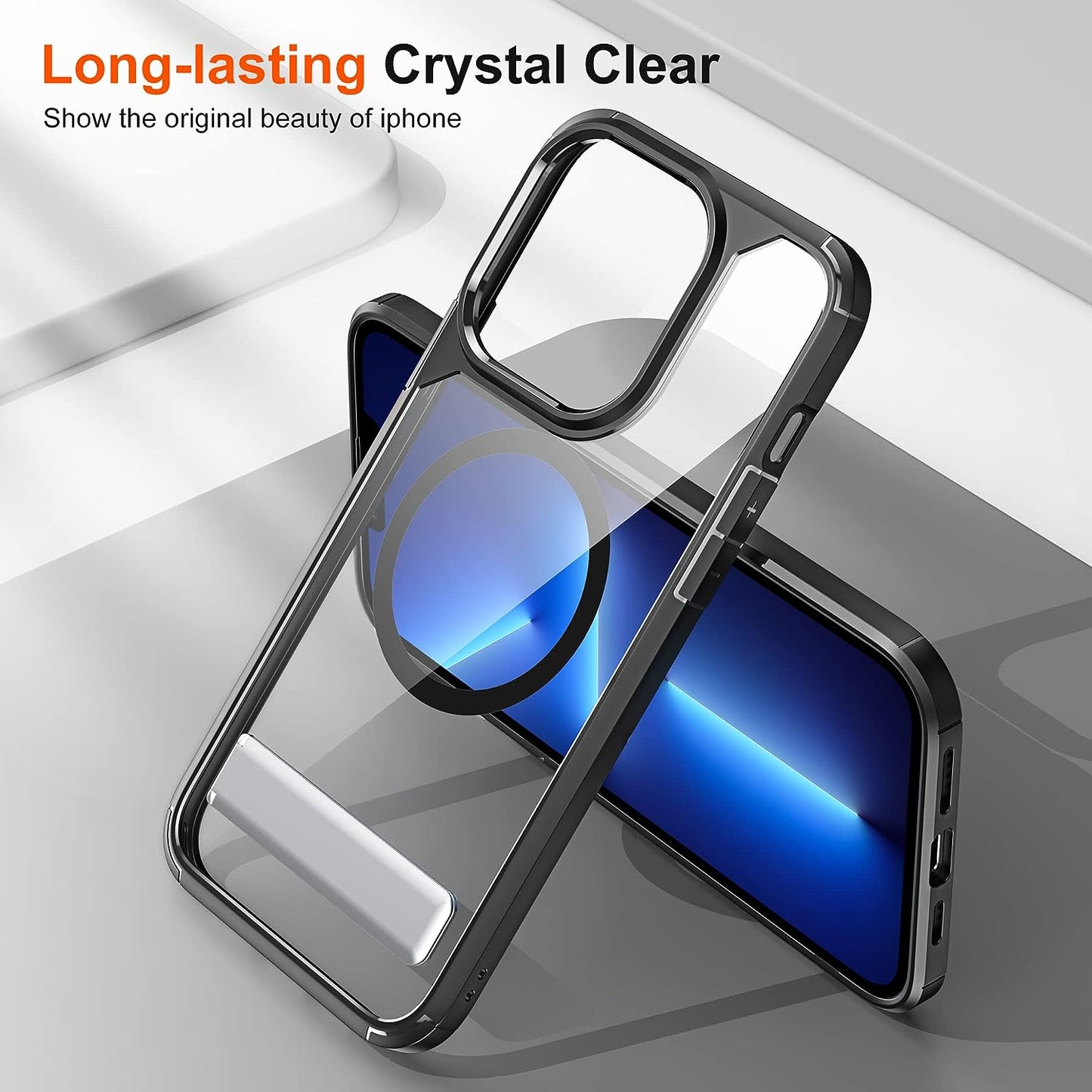 SUPERONE for Iphone 14 Pro Phone Magsafe Case with Stand, Magnetic Phone Case with Slim Adjustable Kickstand & Hard PC Back [10FT Mil-Grade Drop Tested] [Yellow Resistant] for Iphone 14 Pro, 6.1 In  SUPERONE   