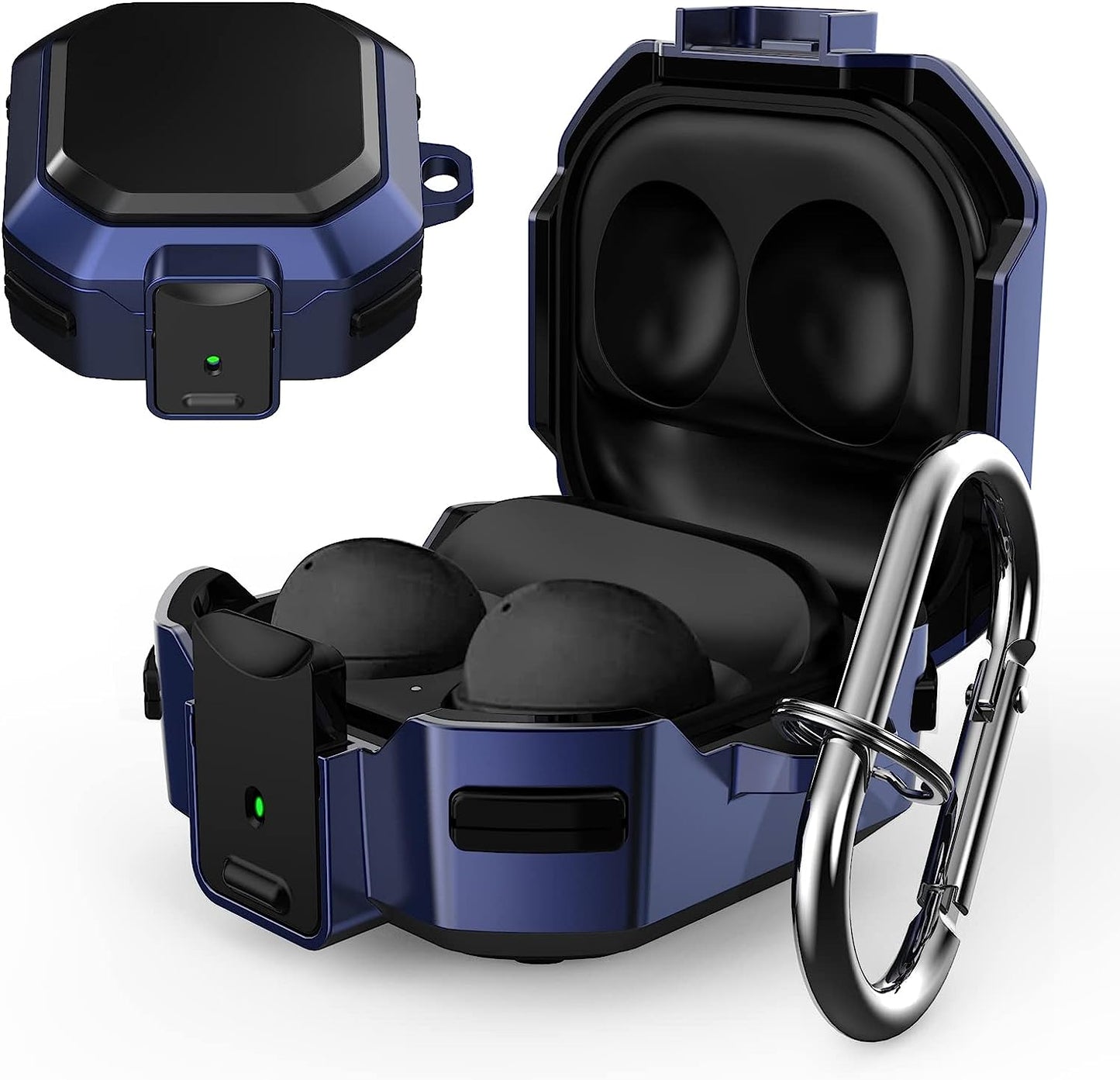 Lechivée for Samsung Galaxy Buds2 Pro Case Buds Pro Case Buds 2 Case Galaxy Buds Live Case with Security Lock Heavy Duty Shockproof Protective Case Cover with Carabiner for Samsung Earbuds Case  leChivée US Dark Blue  