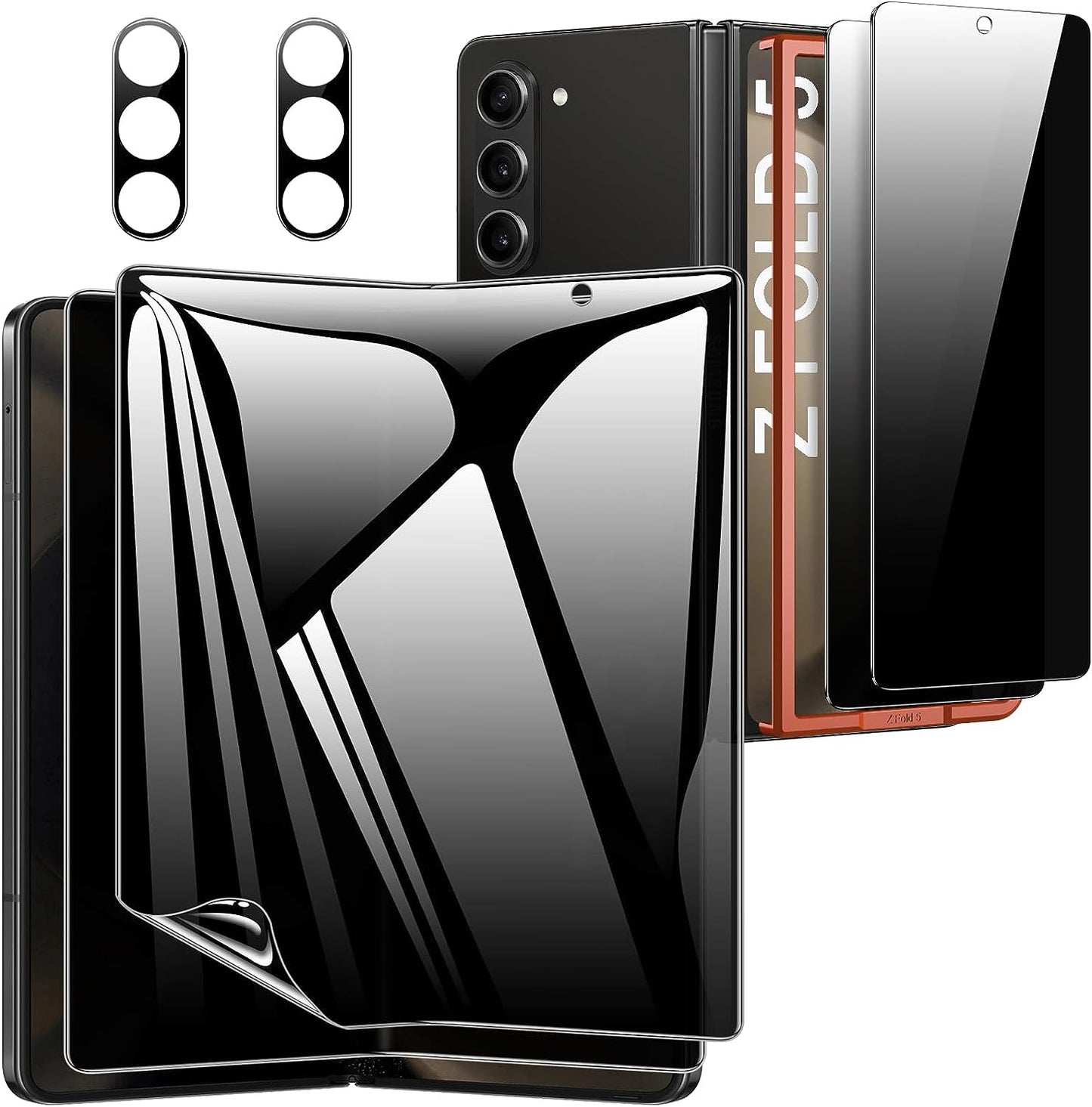 LYWHL [2+2 Pack] for Samsung Note 20 Ultra Privacy Screen Protector, [Support Fingerprint ID] Anti-Spy Black Full Adhesive Flexible Film + Camera Lens Glass Protector for Galaxy Note 20 Ultra  LYWHL Black Z Fold 5 