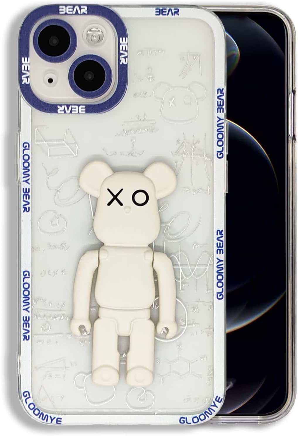 DOWINTIGER Iphone 14 plus Case Graffiti Street Fashion for Boys Kids Teens, Cartoon Hip Hop Anime Character Shockproof TPU and IMD Protection Designer Case for Iphone 14 Plus  DOWINTIGER White Bear Kickstand Iphone 14 Plus 