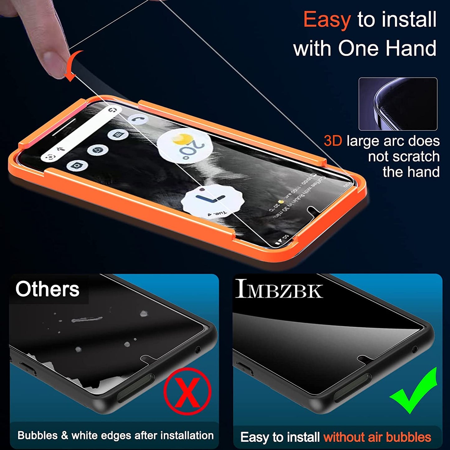 IMBZBK [4+4 Pack] for Google Pixel 7 Screen Protector 4 Pack 9H Tempered Glass 4 Pack HD Camera Lens Protector Cover Accessories Protection Case Friendly Mounting Frame Support Fingerprint Rreader  IMBZBK   