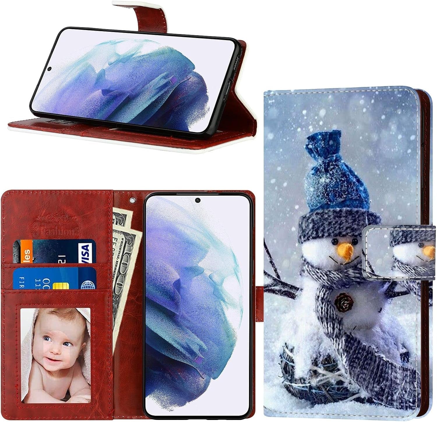 For LG G8 Thinq, Wallet Case Dragonfly Butterfly Phone Case Fit LG G8 Thinq 6.1 Inch Soft PU Leather Shockproof Flip Cover Card Slot with Wristbands for Women  Daobubu Snowman Lg G8 Thinq 