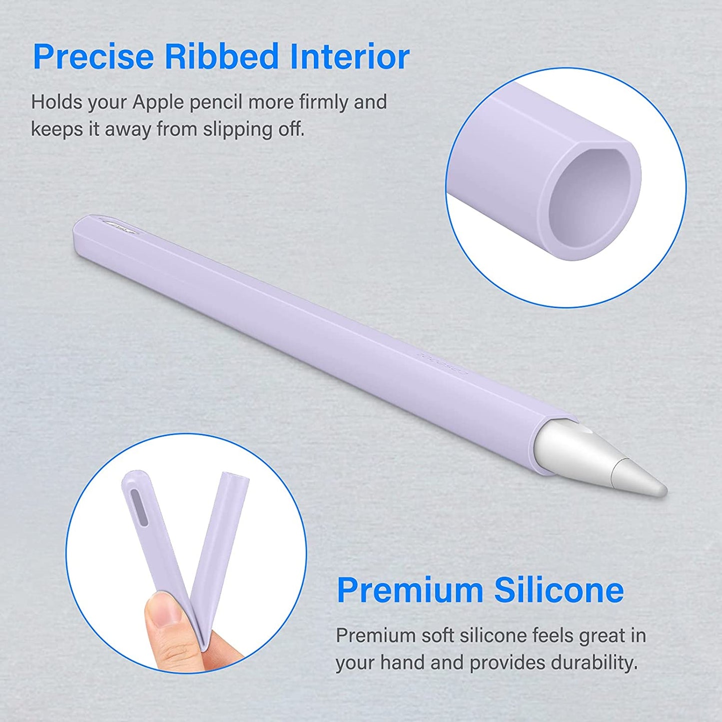 Fintie Silicone Sleeve for Apple Pencil 2Nd Generation, Light Pen Skin Case Cover Soft Protective Pencil Grip Holder with 2 Nib Covers Accessories, Lilac Purple  FINTIE   